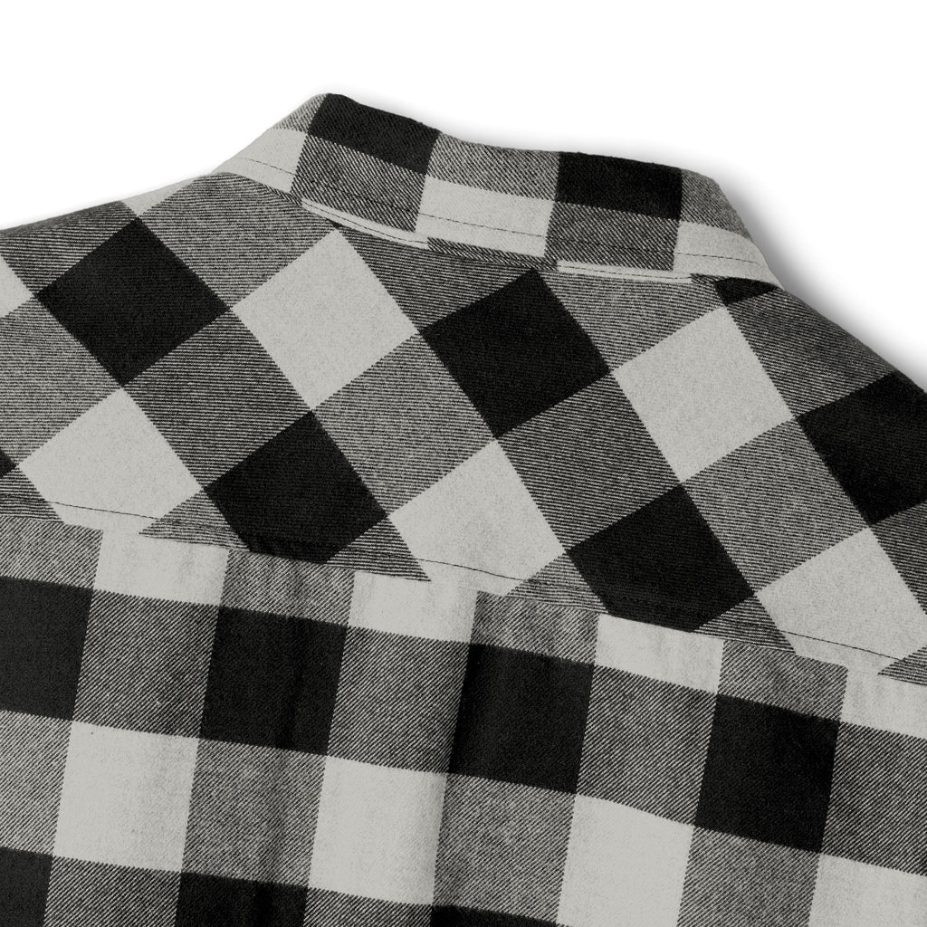 Blacktop Society plaid flannel shirt size chart with measurements