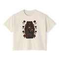 Women's Boxy Tee - Gothic Coffin Skeleton & Roses Graphic Shirt