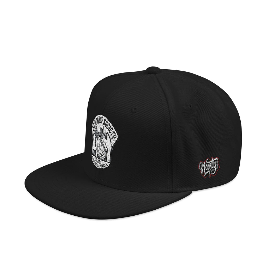 Embroidered Snapback Hat — Vintage Rebel Logo with USA Flag Patch