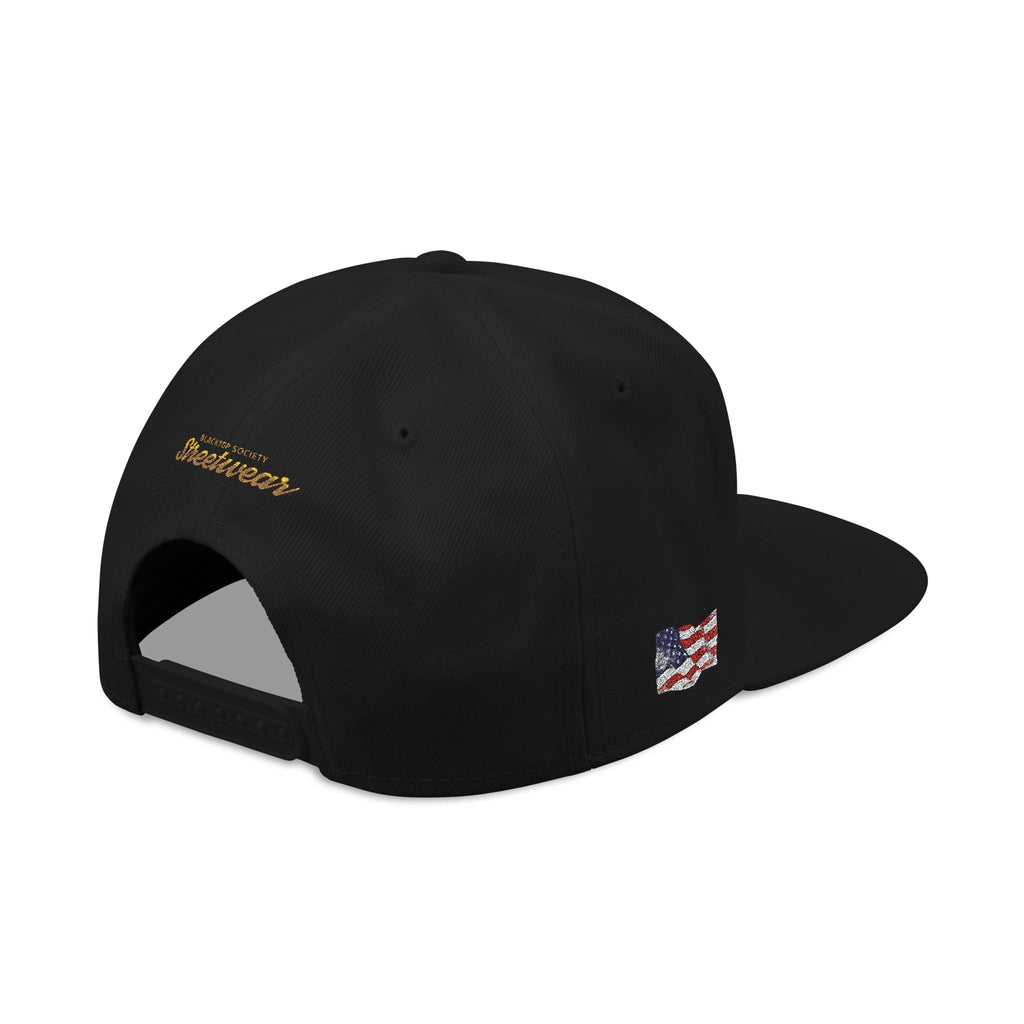Embroidered Snapback Hat — Patriotic American Flag & Vintage Patch Design