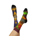 Psychedelic Game Card Sublimation Socks — Colorful Retro Casino Art Crew Socks