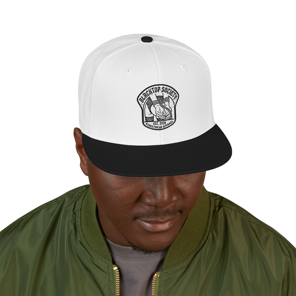 Embroidered Snapback Hat — Vintage Rebel Logo with USA Flag Patch