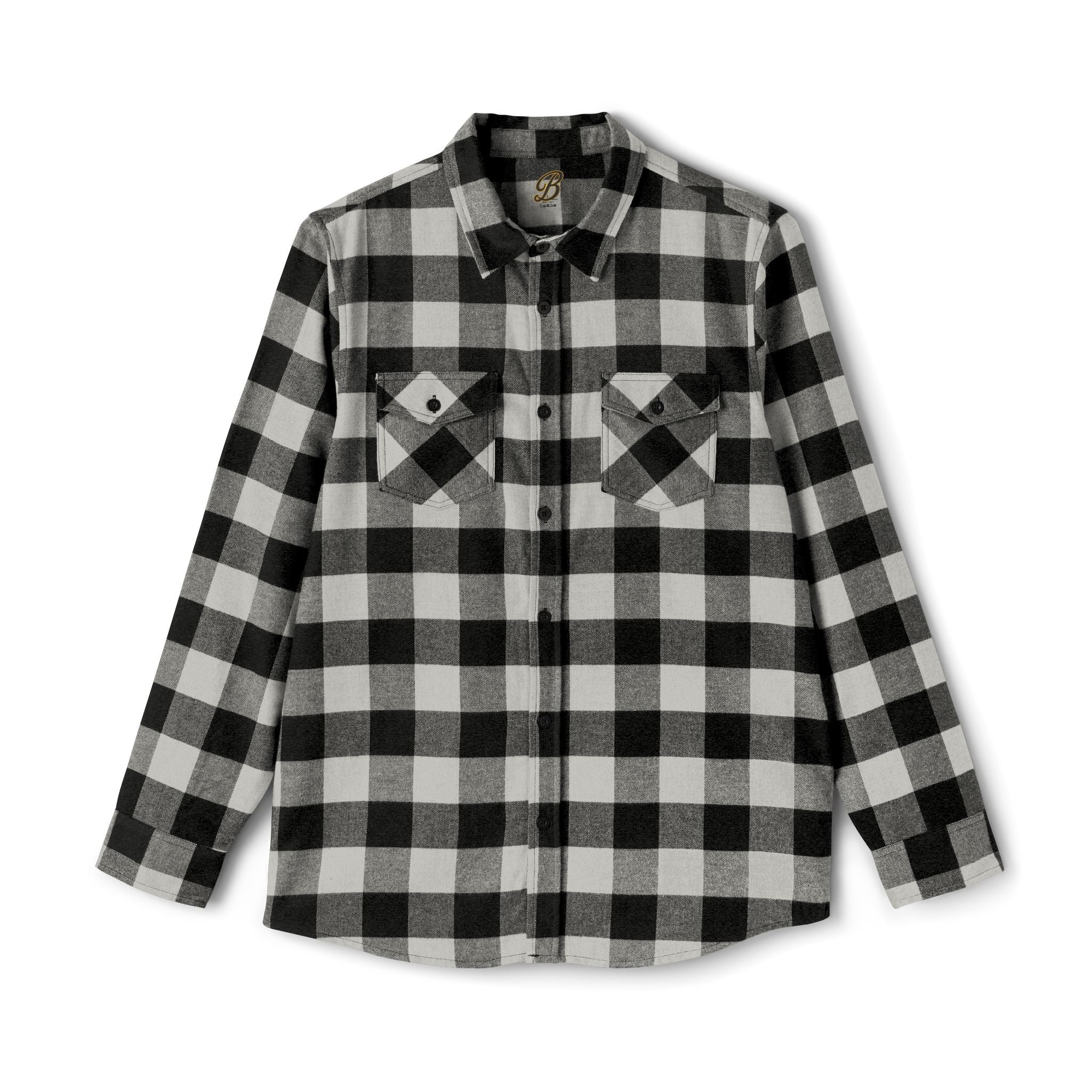 Blacktop Society plaid flannel shirt, retro moto club back graphic, view 3