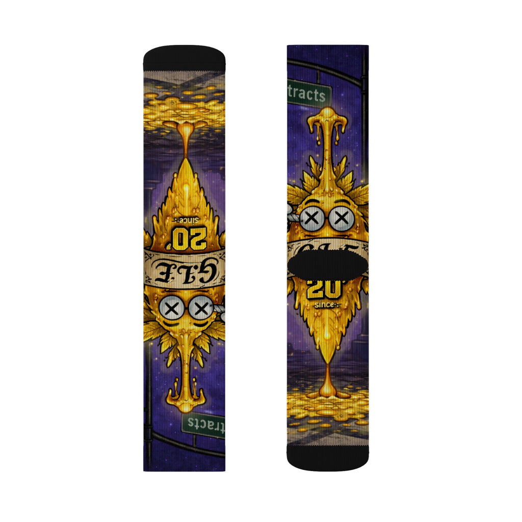 Psychedelic Game Card Sublimation Socks — Colorful Retro Casino Art Crew Socks