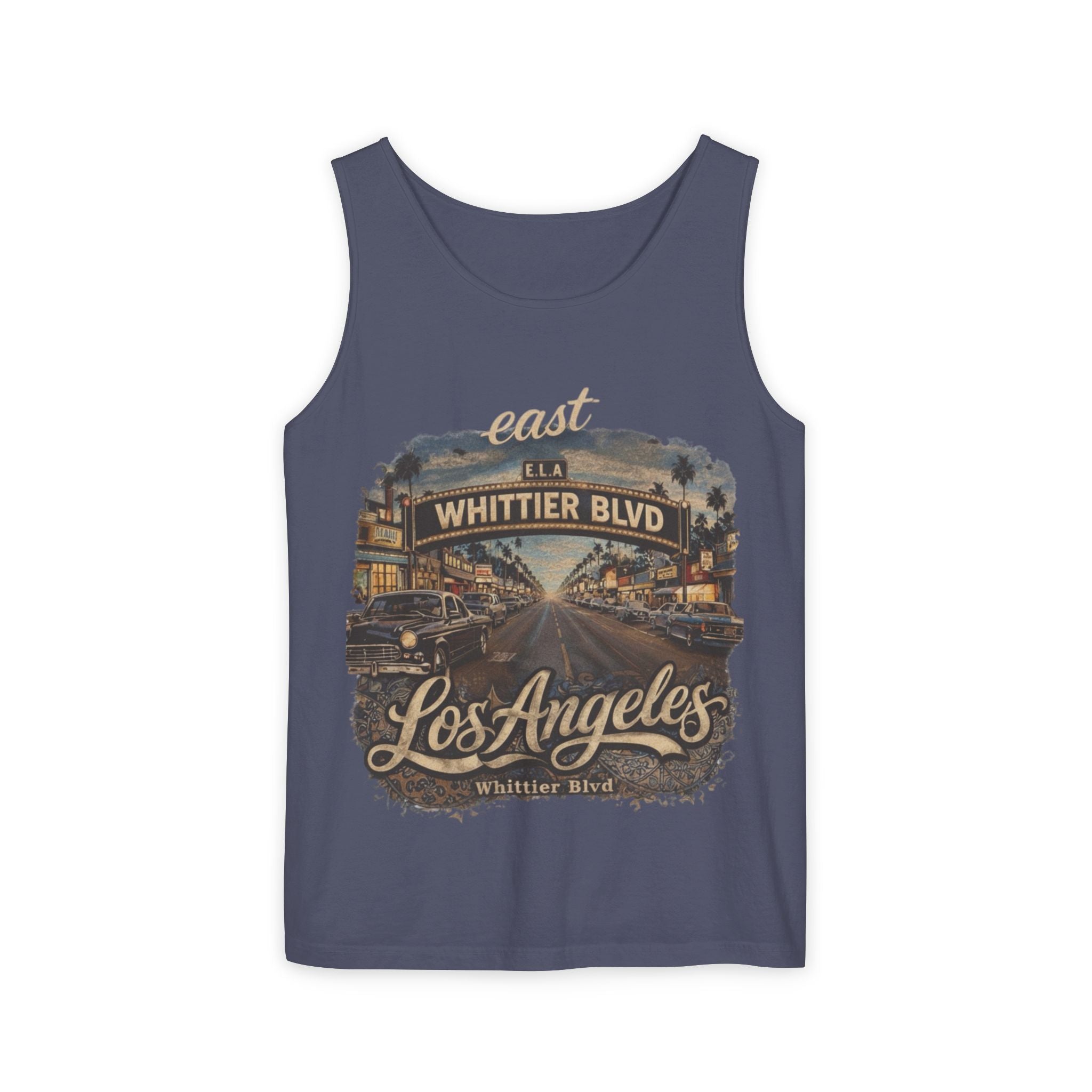 Los Angeles Whittier Blvd tank top, East LA vintage script, Blacktop Society, view 3