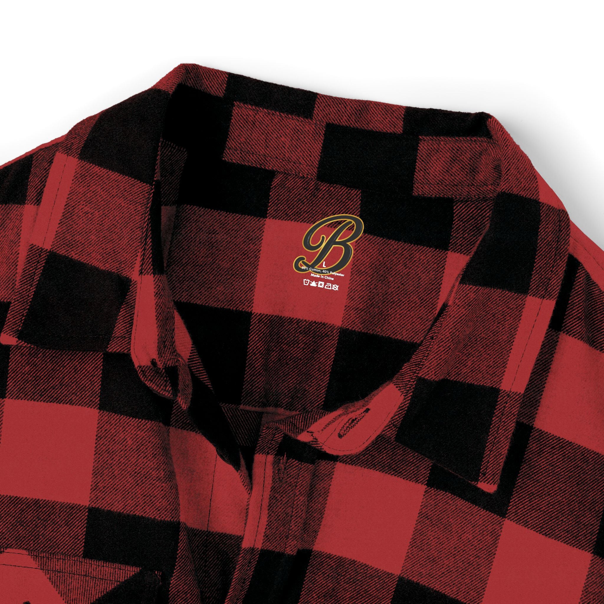 Blacktop Society buffalo plaid flannel shirt with retro moto club back graphic