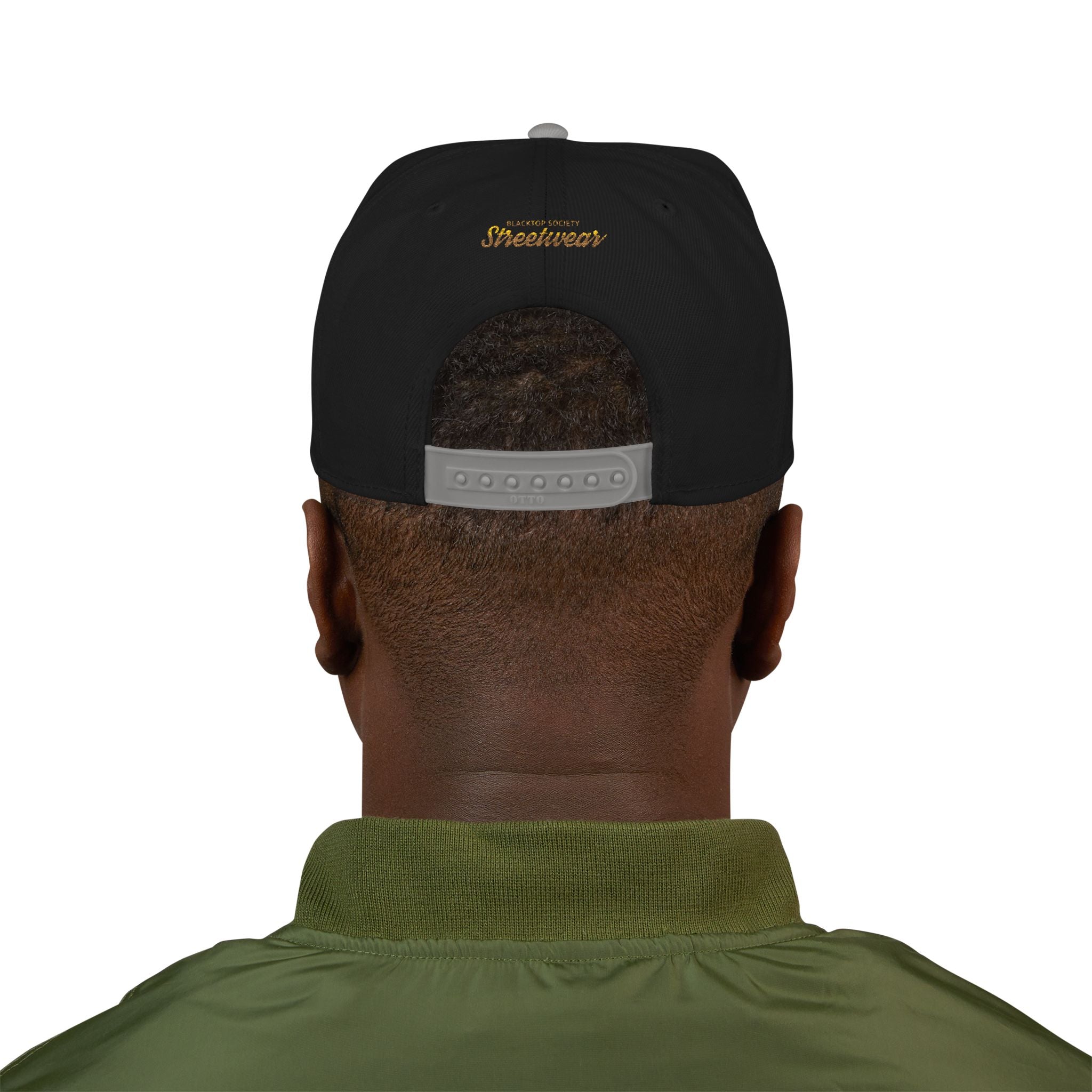 Embroidered Snapback Hat — Vintage Rebel Logo with USA Flag Patch
