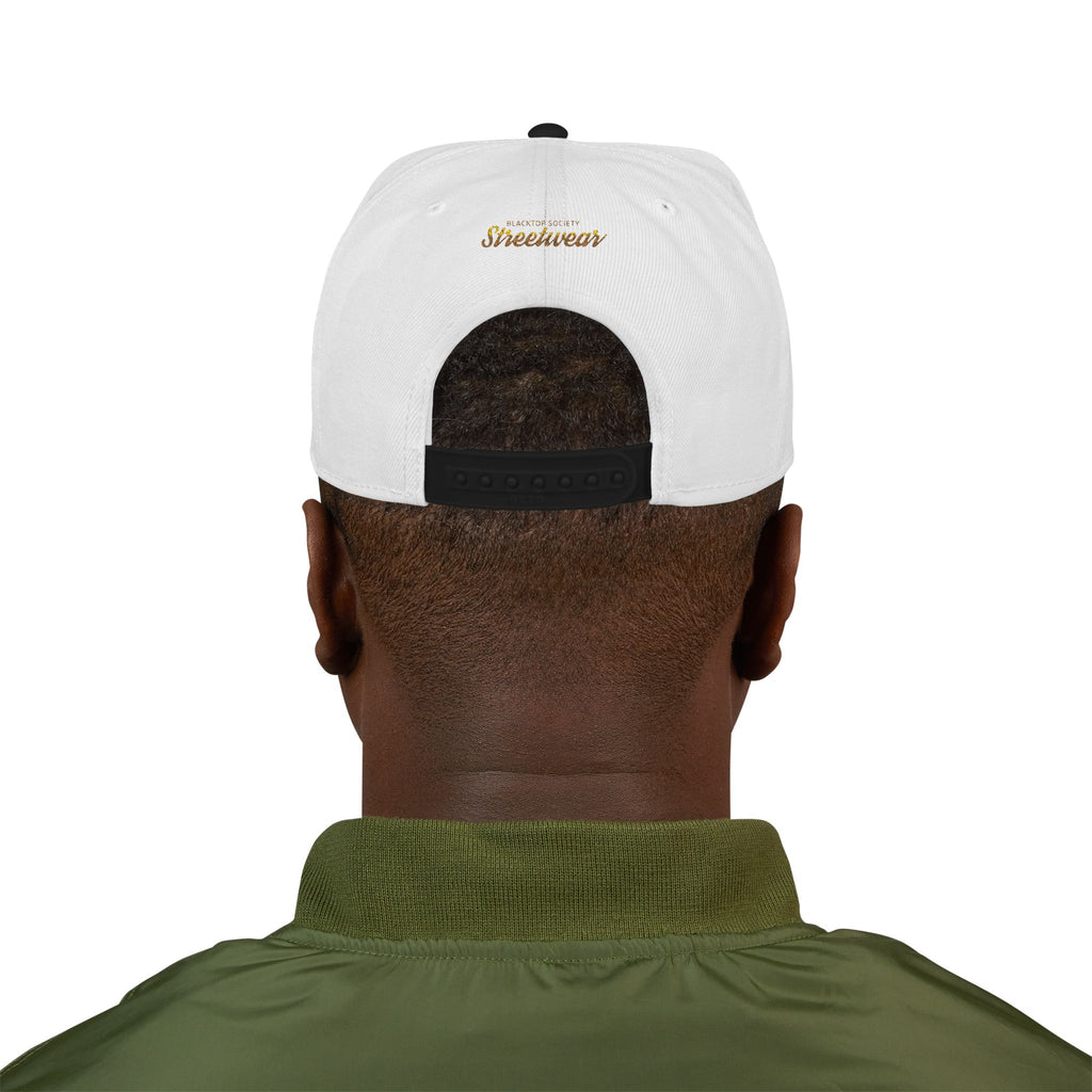 Embroidered Snapback Hat — Vintage Rebel Logo with USA Flag Patch