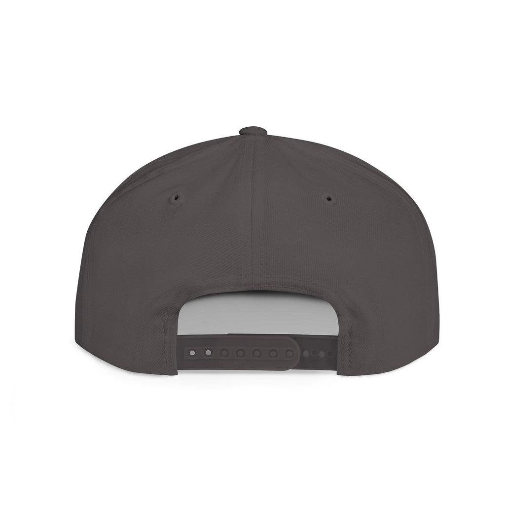 Dark gray snapback cap back view with adjustable strap, streetwear style