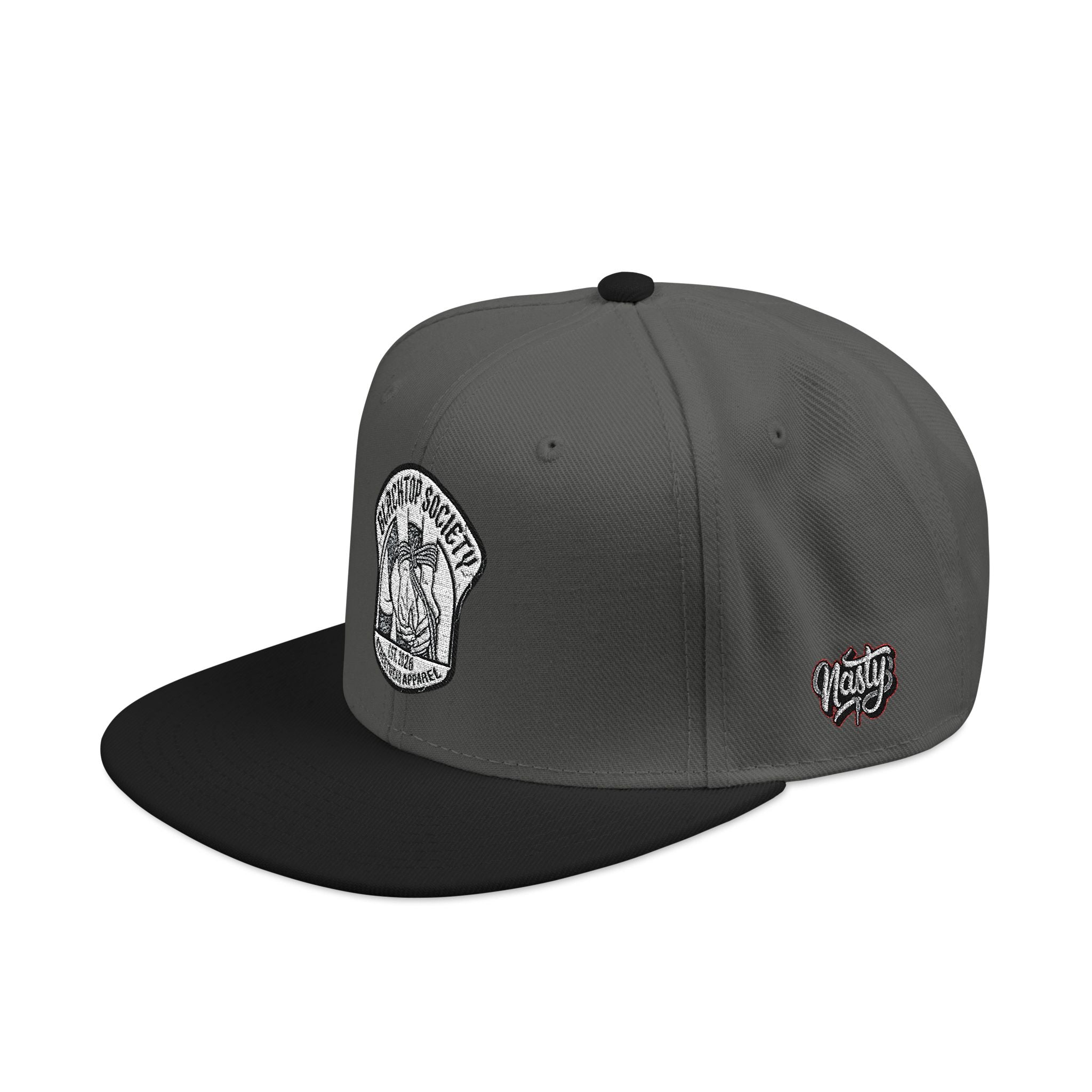 Embroidered Snapback Hat — Vintage Rebel Logo with USA Flag Patch