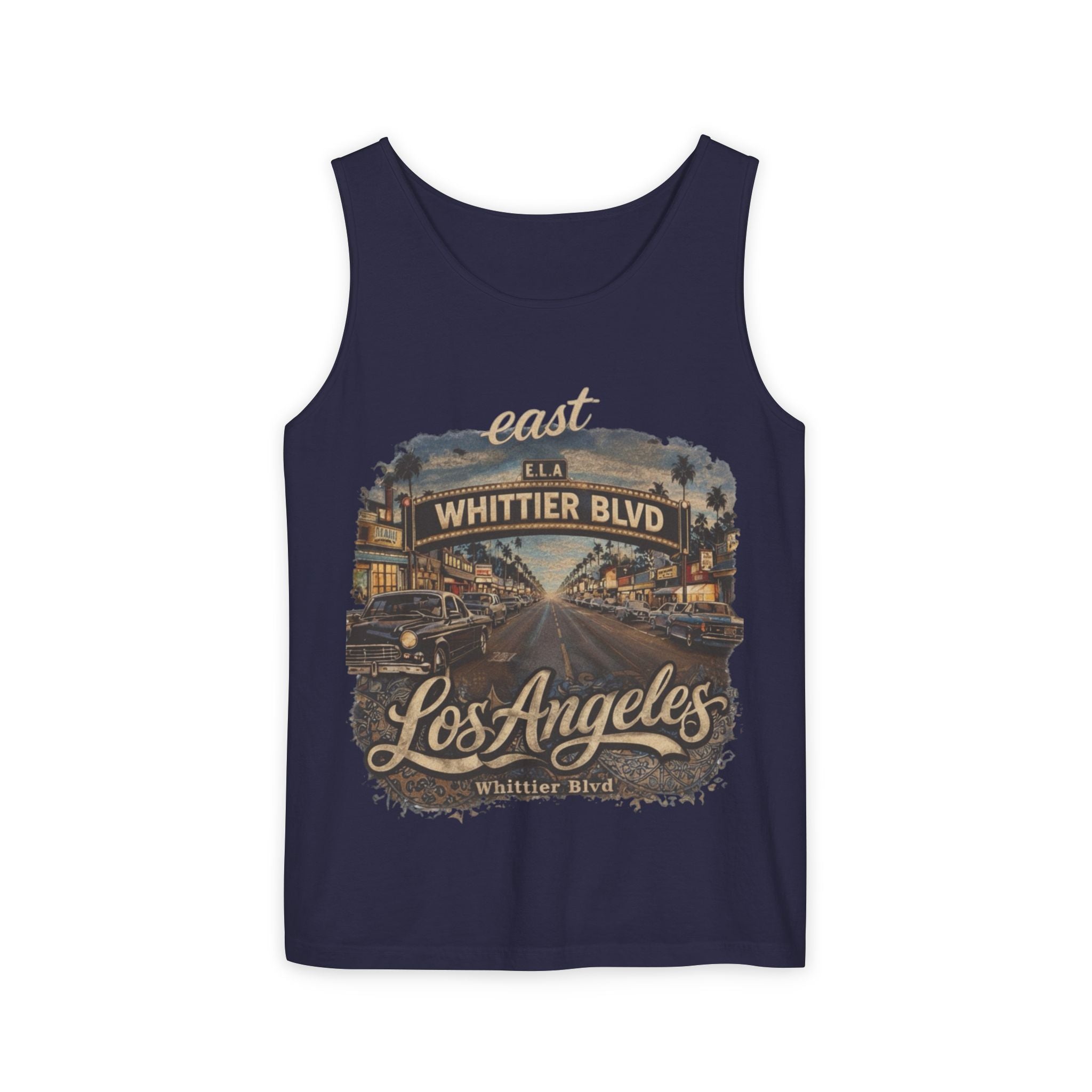 Los Angeles Whittier Blvd tank top, East LA vintage script, Blacktop Society, view 4