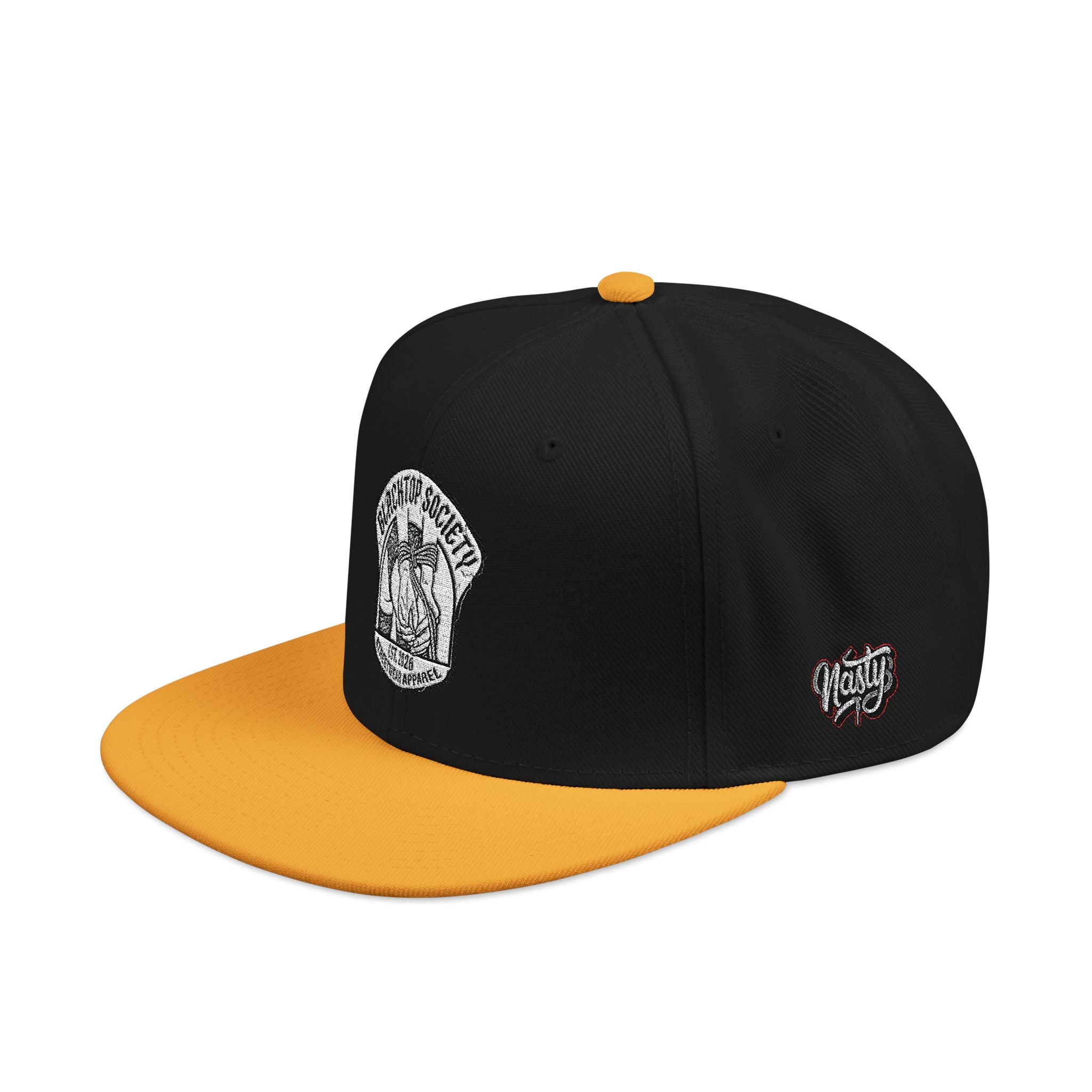 Embroidered Snapback Hat — Vintage Rebel Logo with USA Flag Patch
