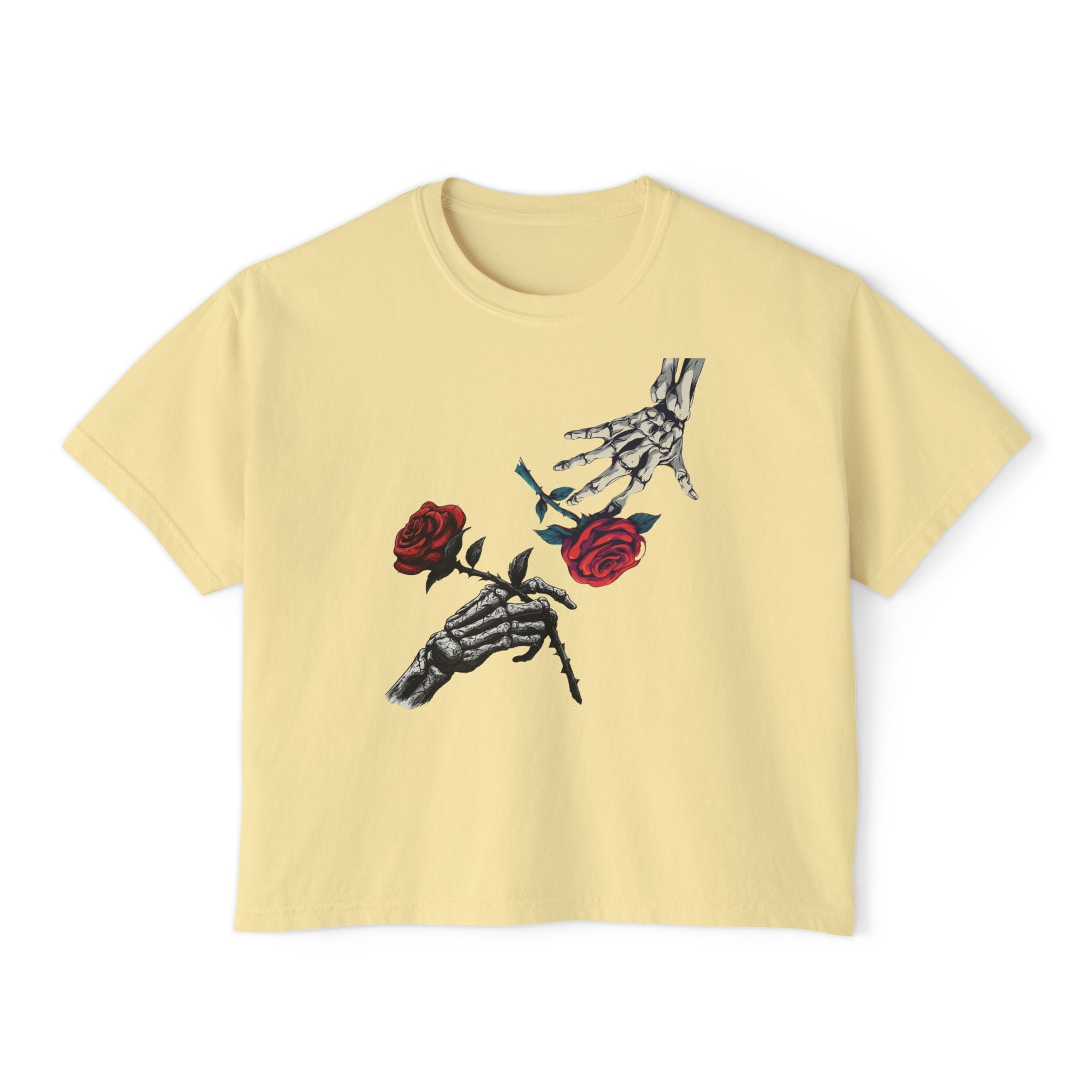 Roses are Red women's crop tee with B rose graphic, Blacktop Society streetwear, view 4