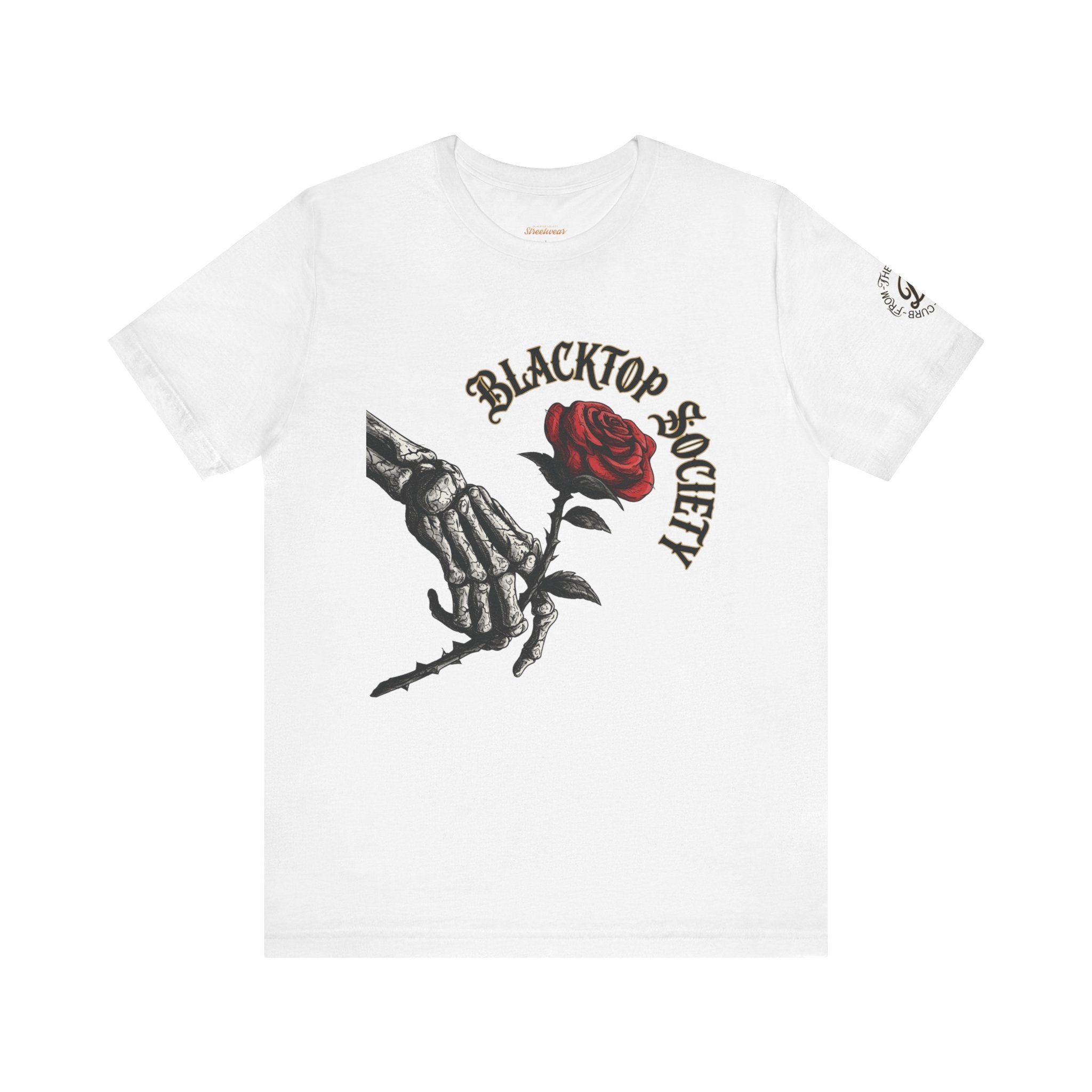 Love Never Dies skull and rose graphic tee, Blacktop Society, view 14