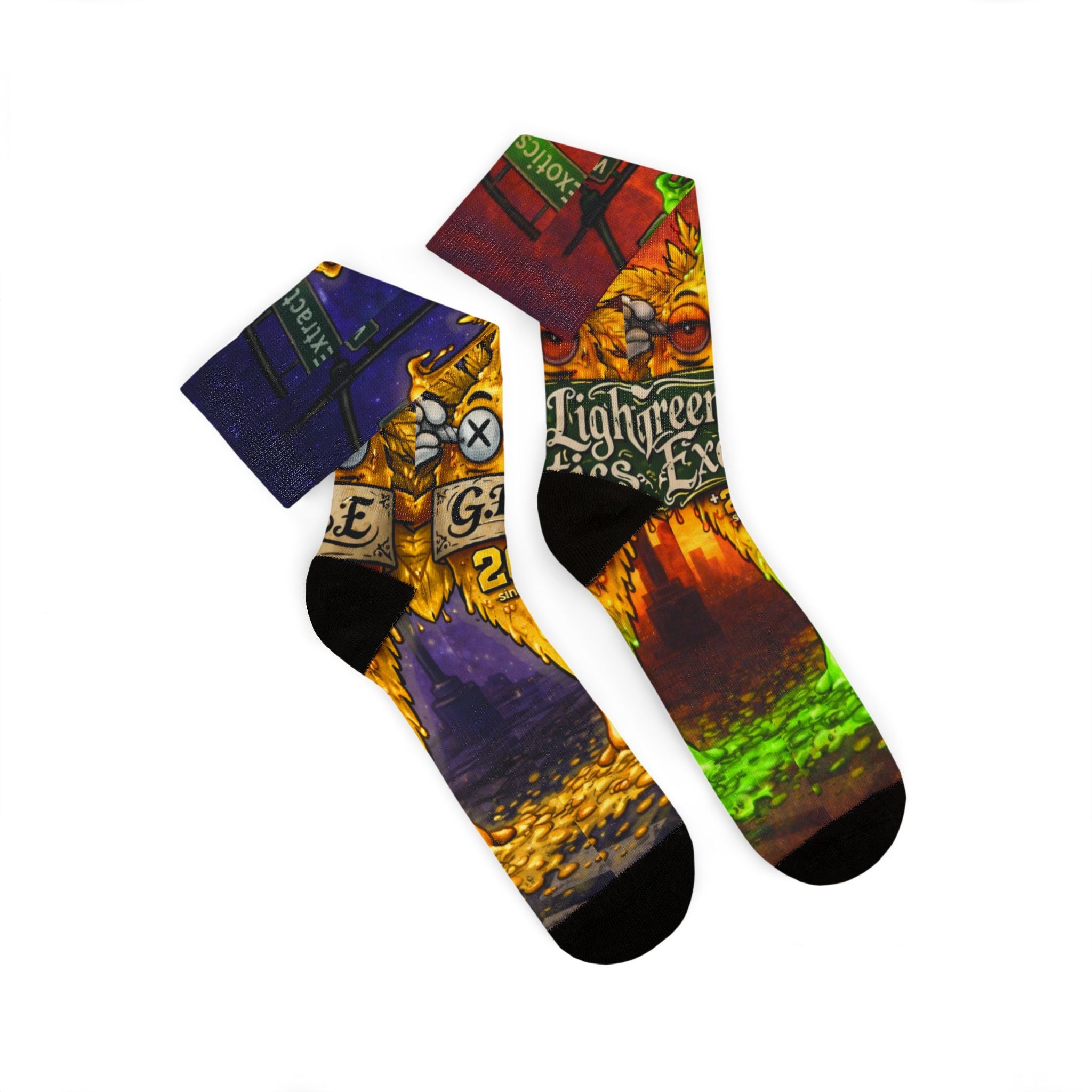 Psychedelic Game Card Sublimation Socks — Colorful Retro Casino Art Crew Socks