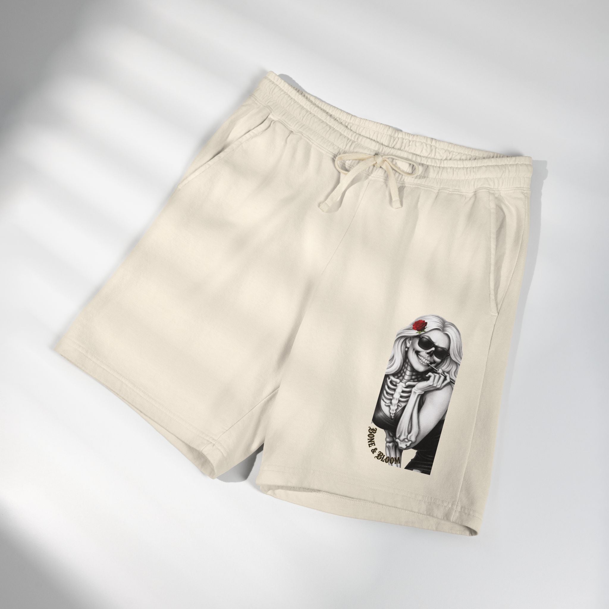 Skull Girl Graphic Sweat Shorts — Lightweight Fleece Casual Lounge Shorts