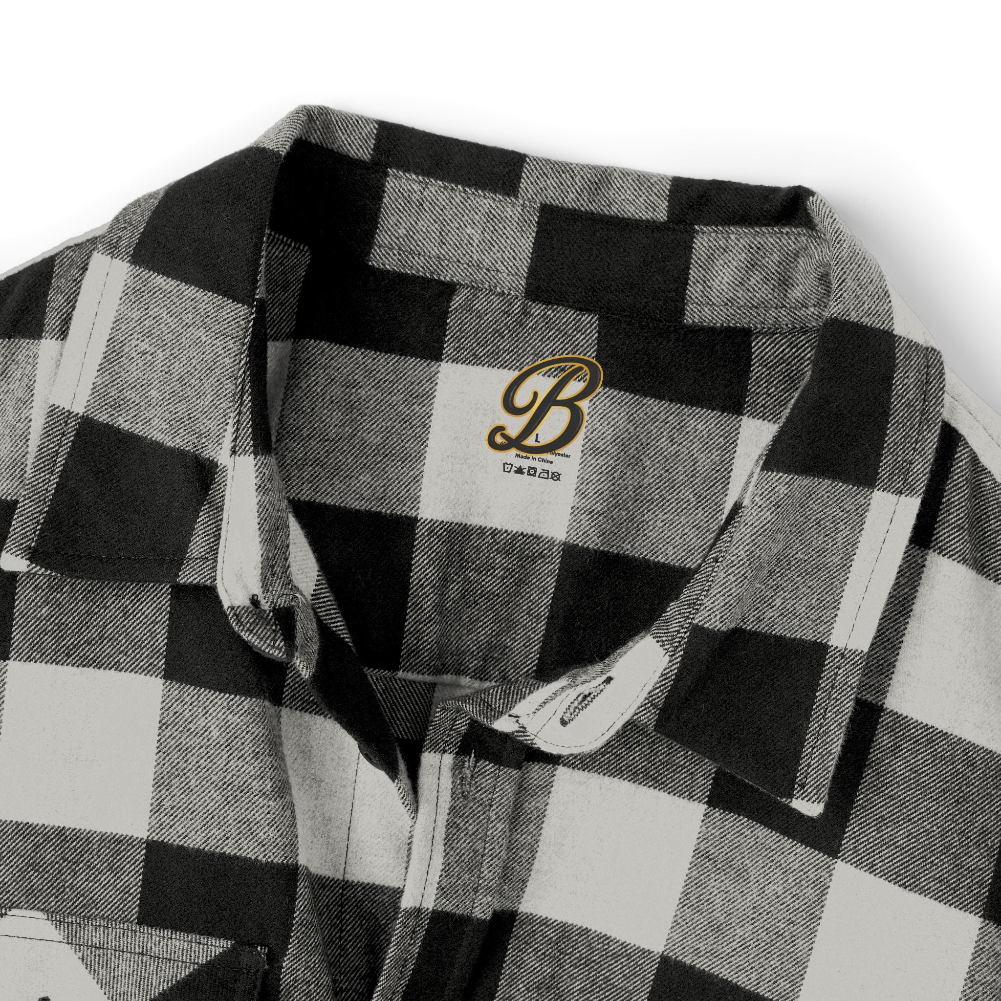 Blacktop Society plaid flannel shirt, retro moto club back graphic, view 12