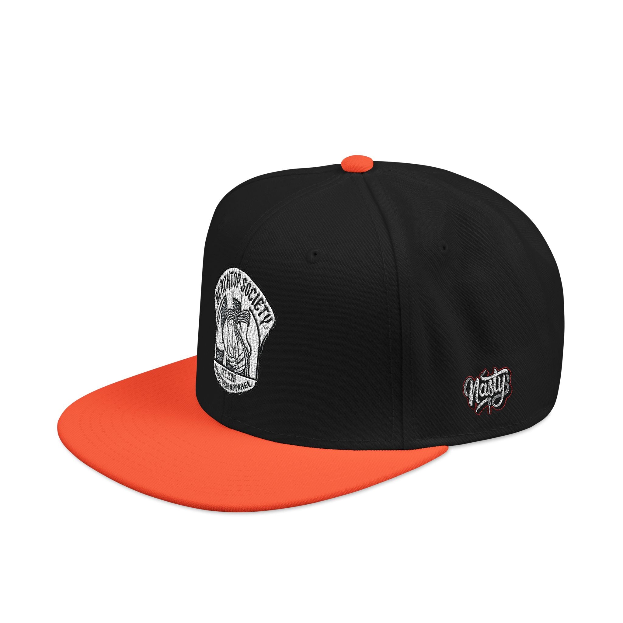 Embroidered Snapback Hat — Vintage Rebel Logo with USA Flag Patch