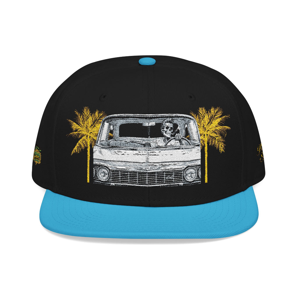 Vintage Camper Snapback Hat — Embroidered Palm Tree & Van Design
