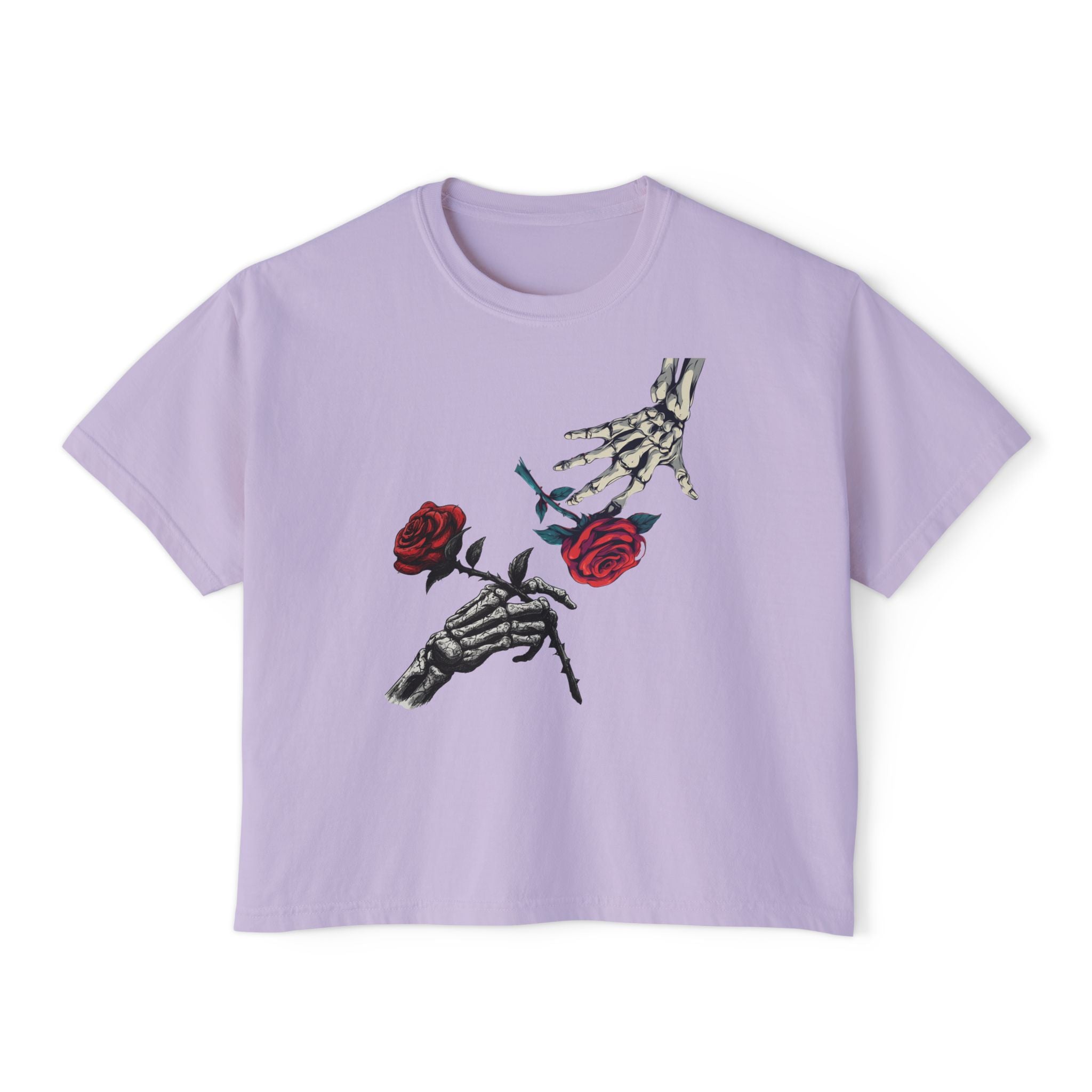 Roses are Red women's crop tee with B rose graphic, Blacktop Society streetwear, view 8