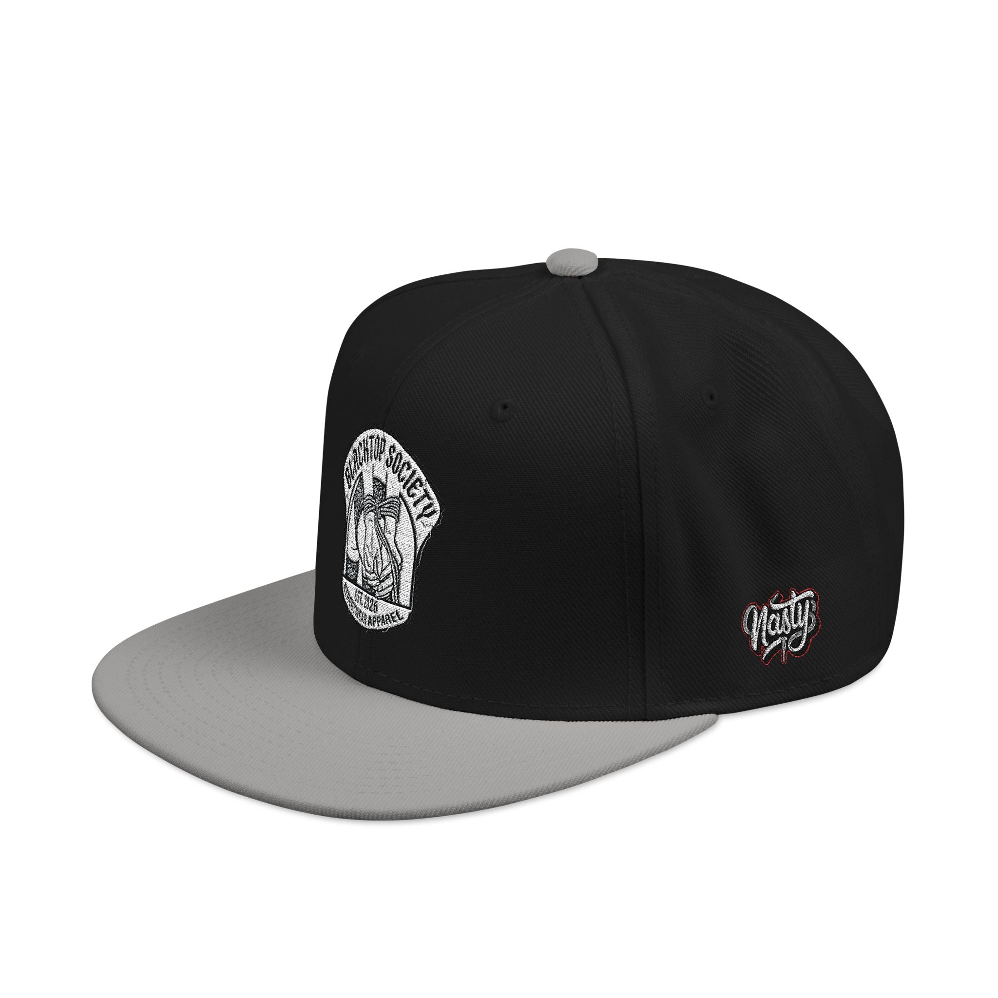 Embroidered Snapback Hat — Vintage Rebel Logo with USA Flag Patch