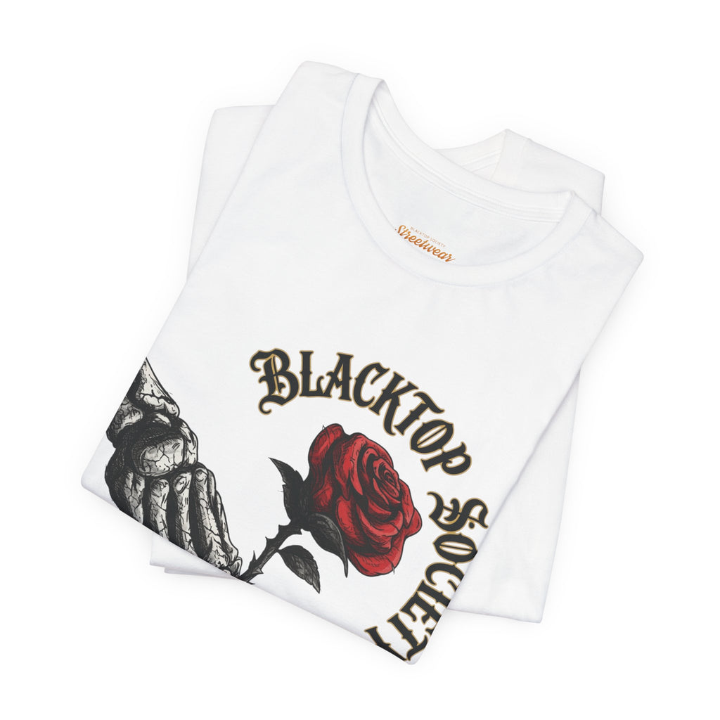 Love Never Dies skull and rose graphic tee, Blacktop Society, view 16
