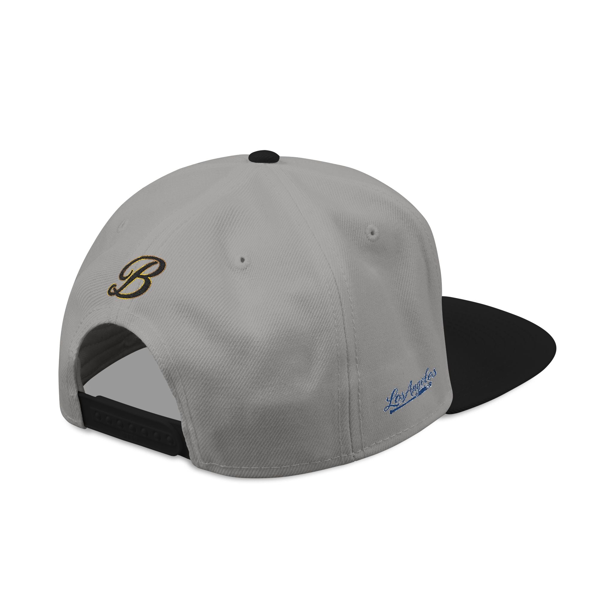 Blue Vibes embroidered snapback hat, black with cyan visor, Blacktop Society, view 9