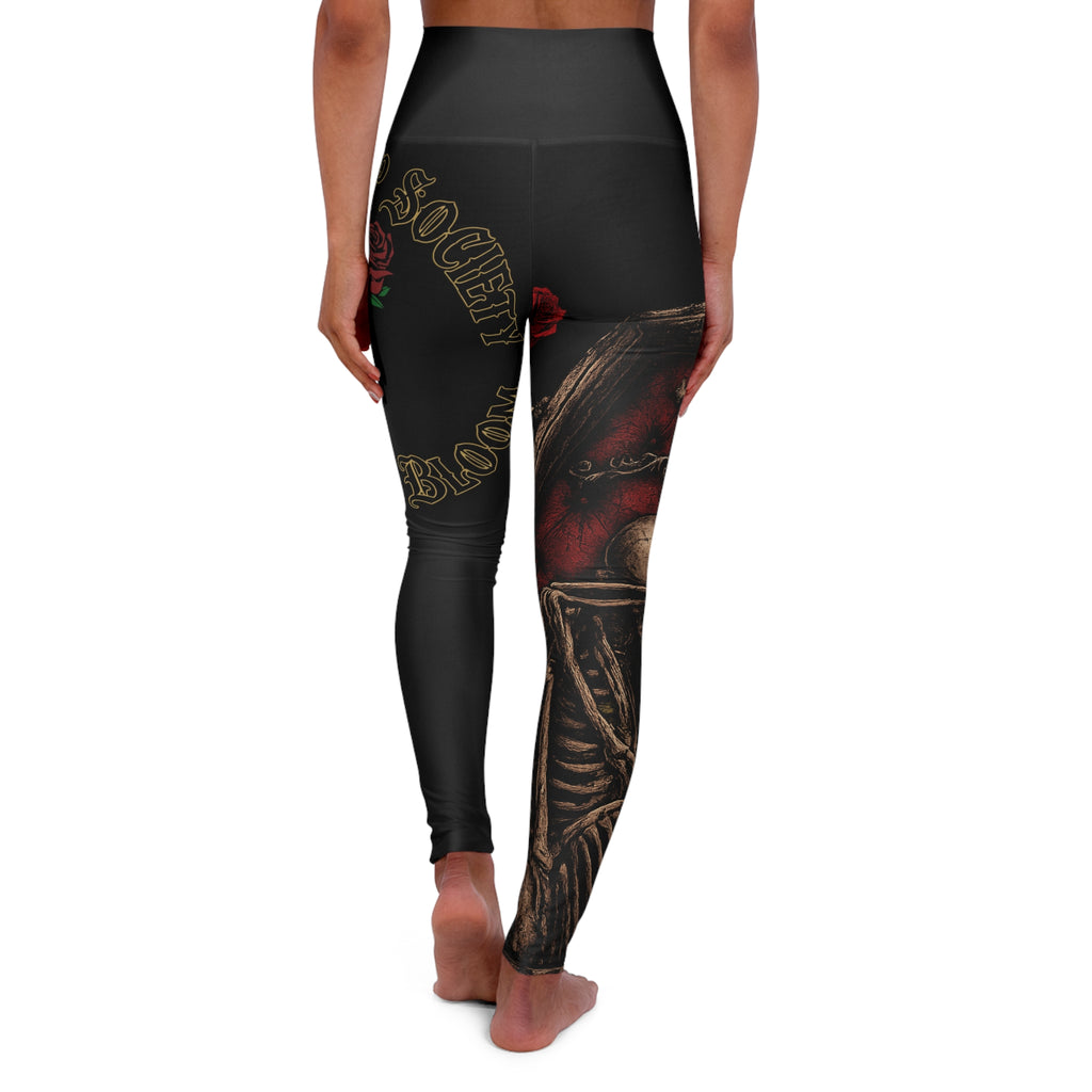 Skull & Rose High-Waist Yoga Leggings — Gothic Skeleton AOP Activewear