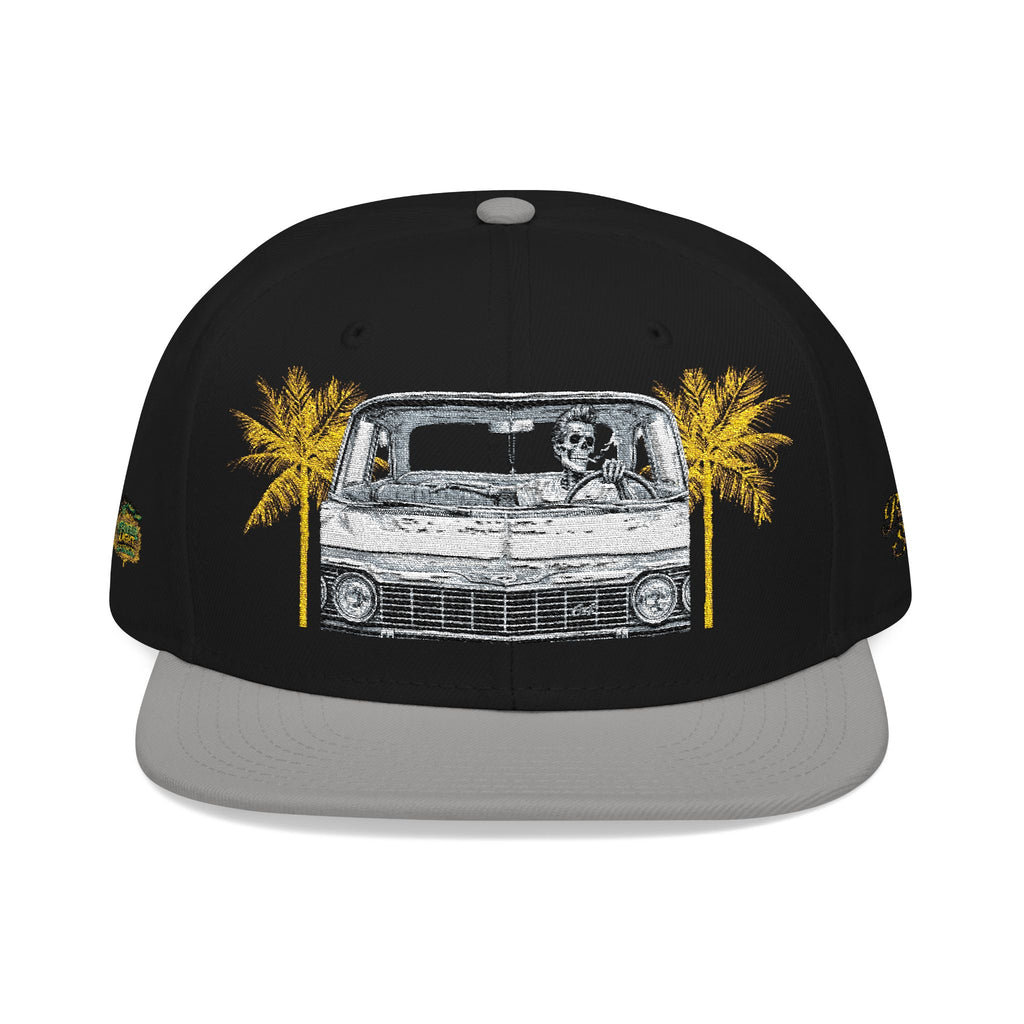 Vintage Camper Snapback Hat — Embroidered Palm Tree & Van Design