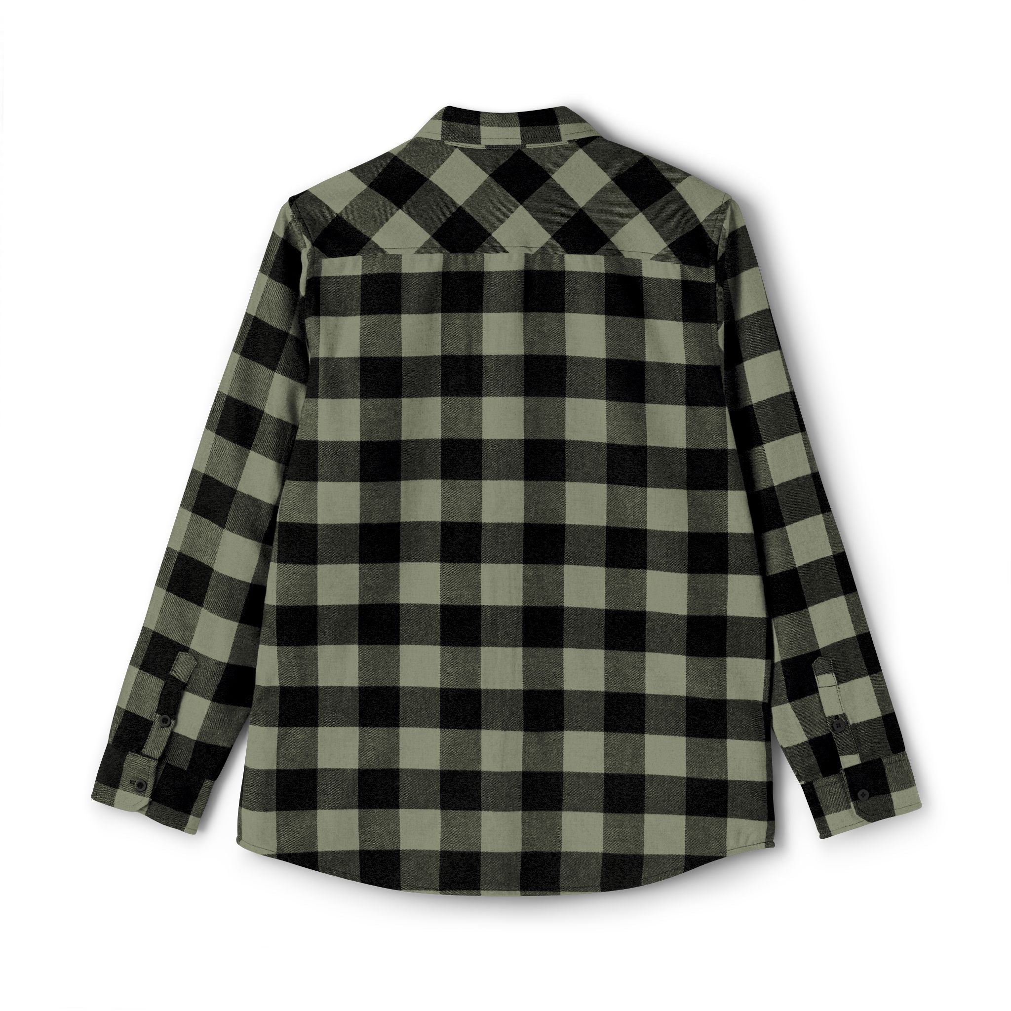 Blacktop Society plaid flannel shirt, retro moto club back graphic, view 8
