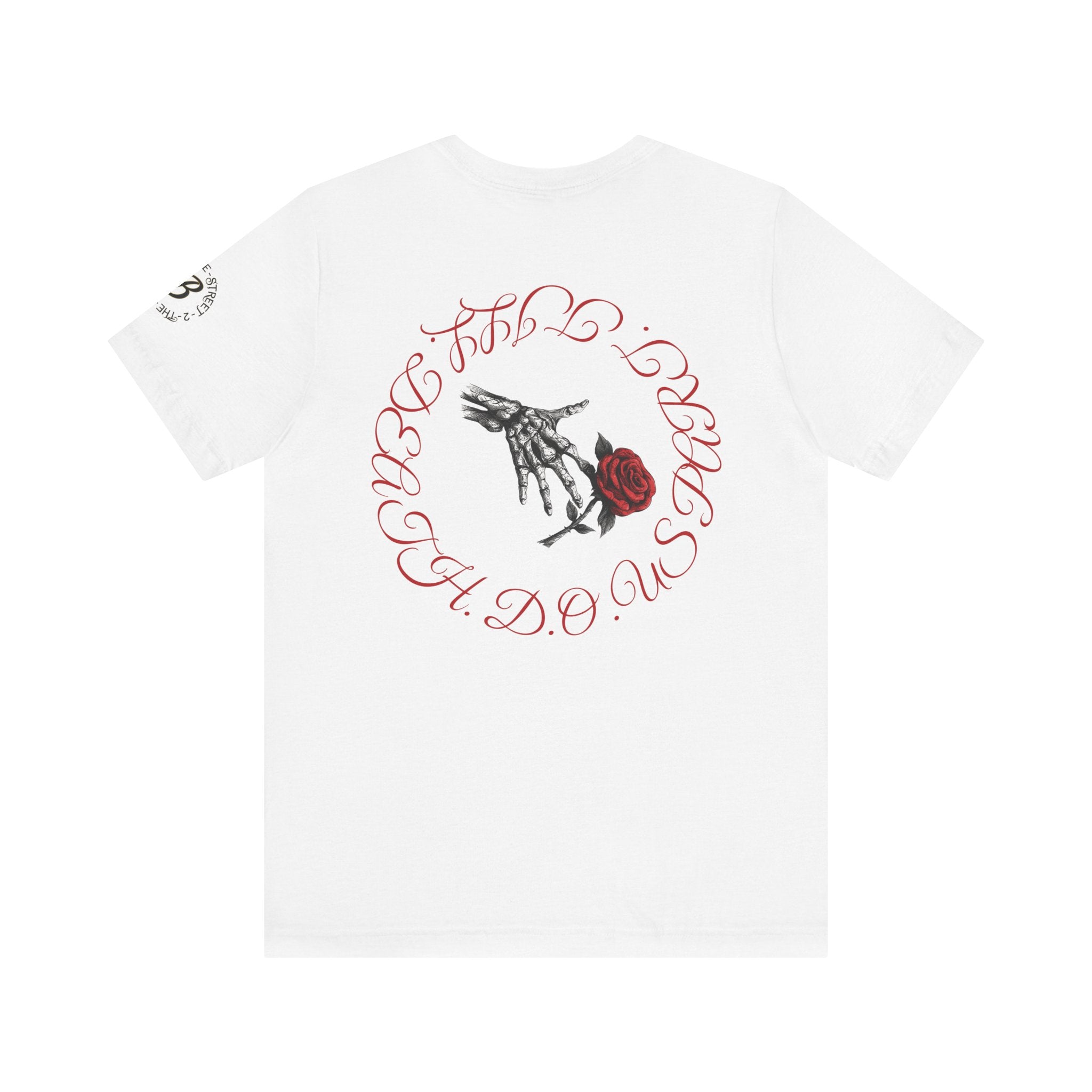 Love Never Dies skull and rose graphic tee, Blacktop Society, view 13