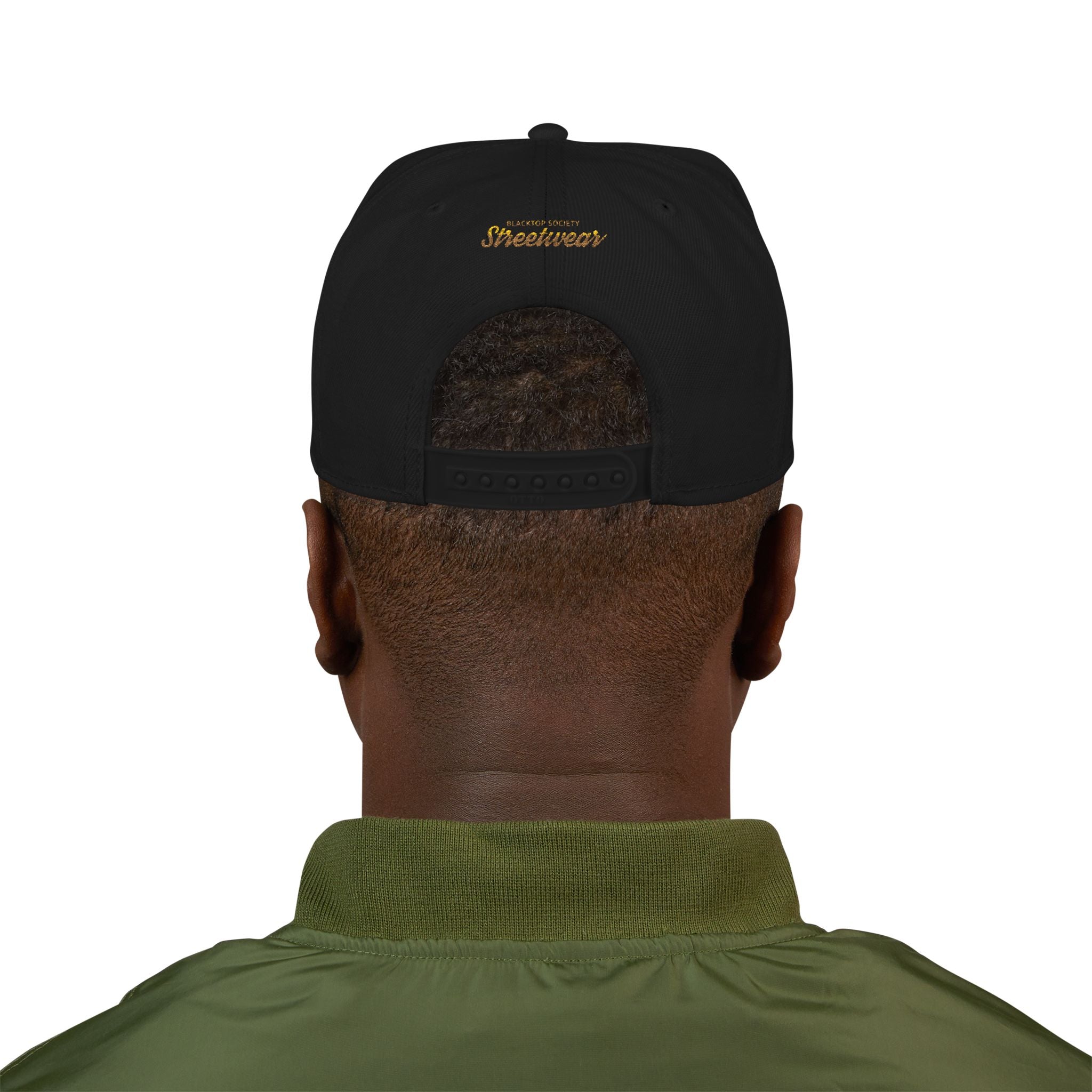 Embroidered Snapback Hat — Vintage Rebel Logo with USA Flag Patch