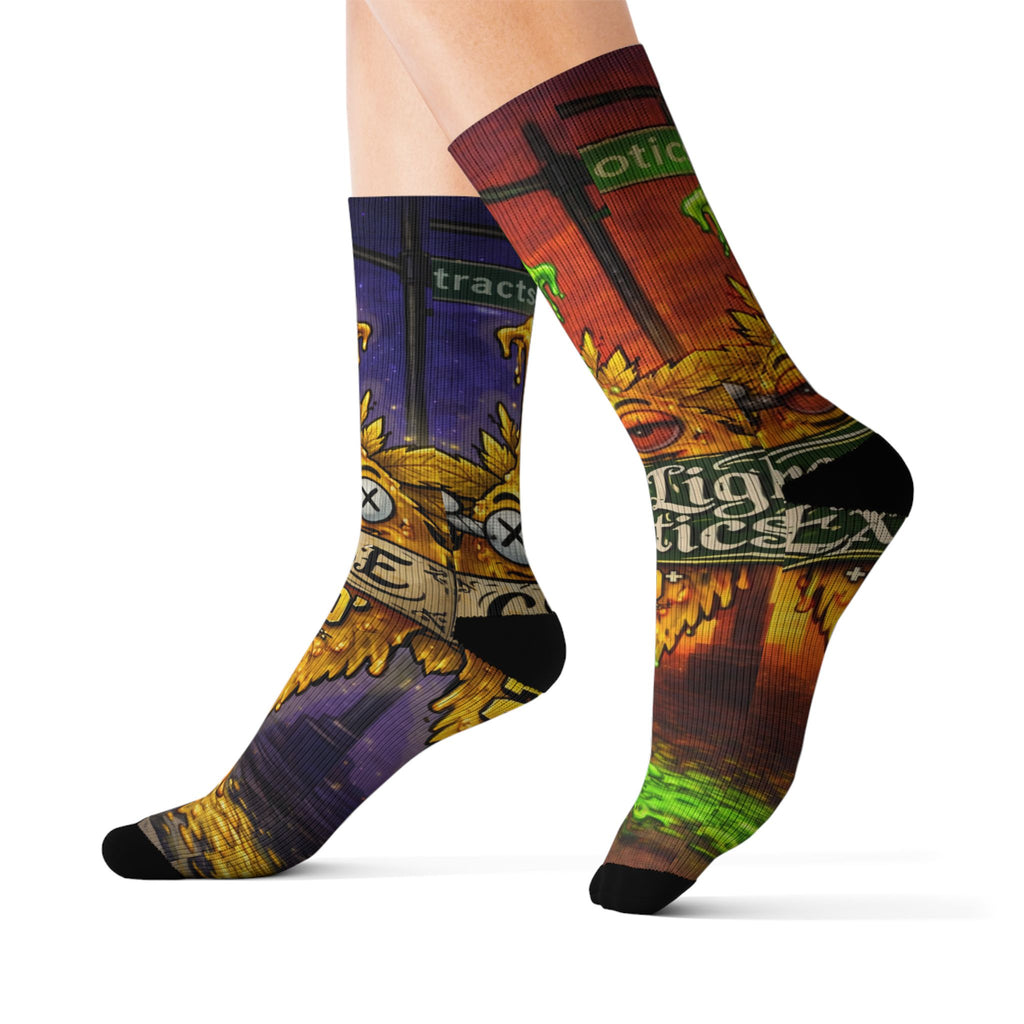 Psychedelic Game Card Sublimation Socks — Colorful Retro Casino Art Crew Socks
