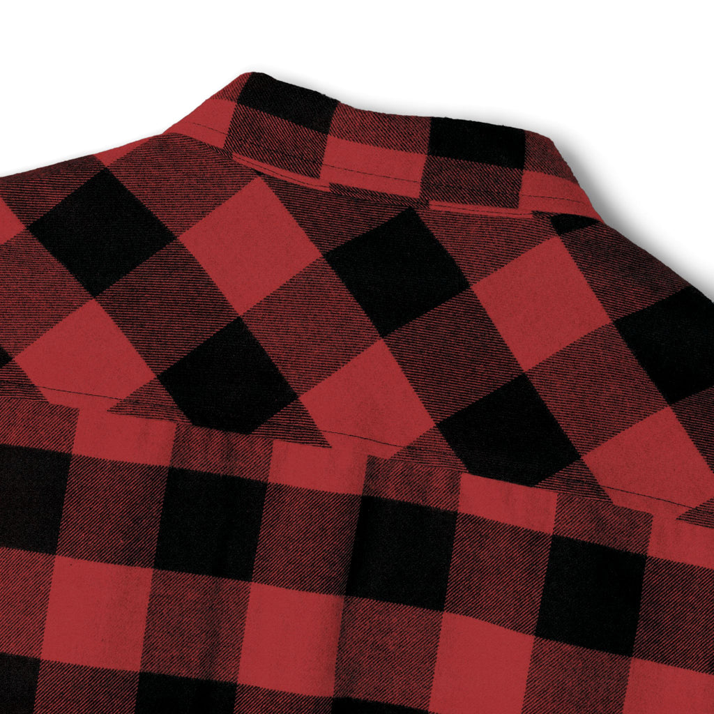 Blacktop Society plaid flannel shirt, retro moto club back graphic, view 7