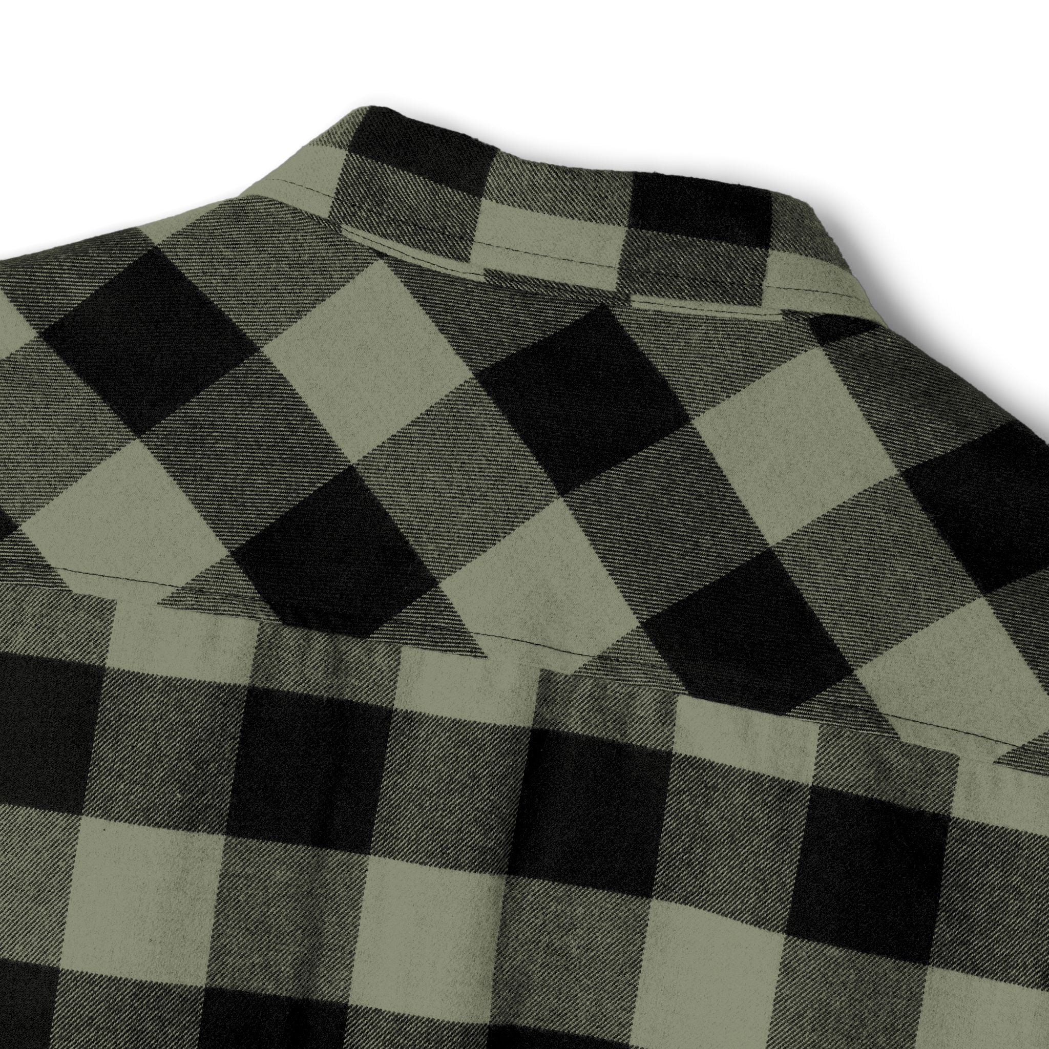 Blacktop Society plaid flannel shirt, retro moto club back graphic, view 9