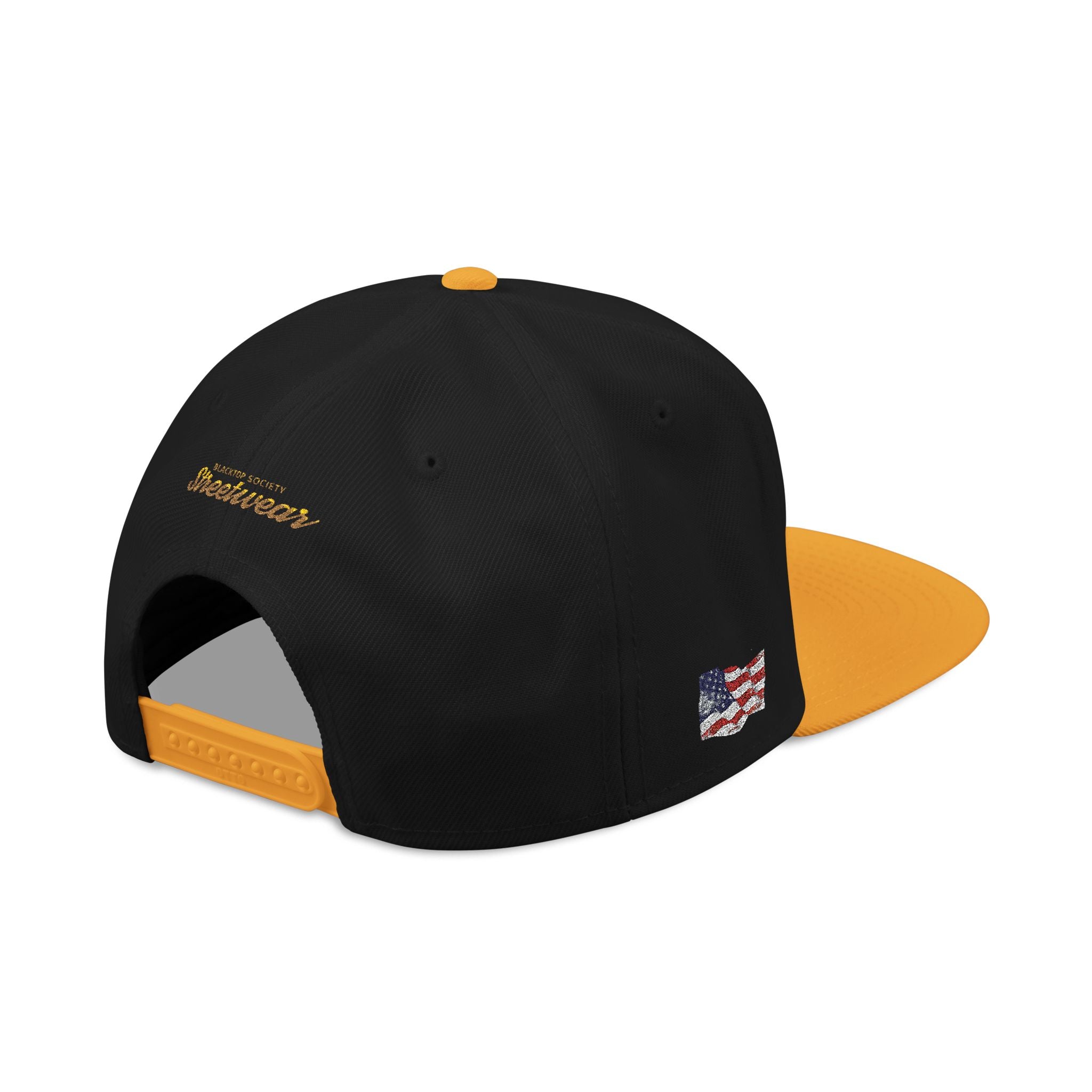 Embroidered Snapback Hat — Patriotic American Flag & Vintage Patch Design