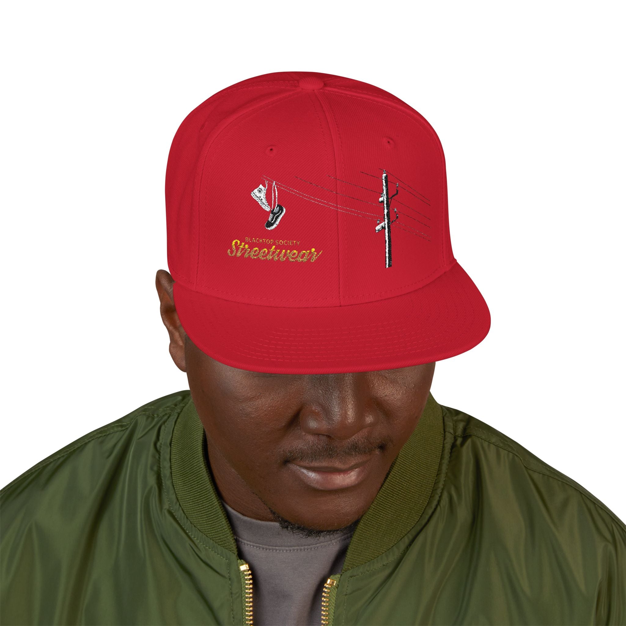 Embroidered American Flag Snapback Hat — Rose & Skull Streetwear Cap