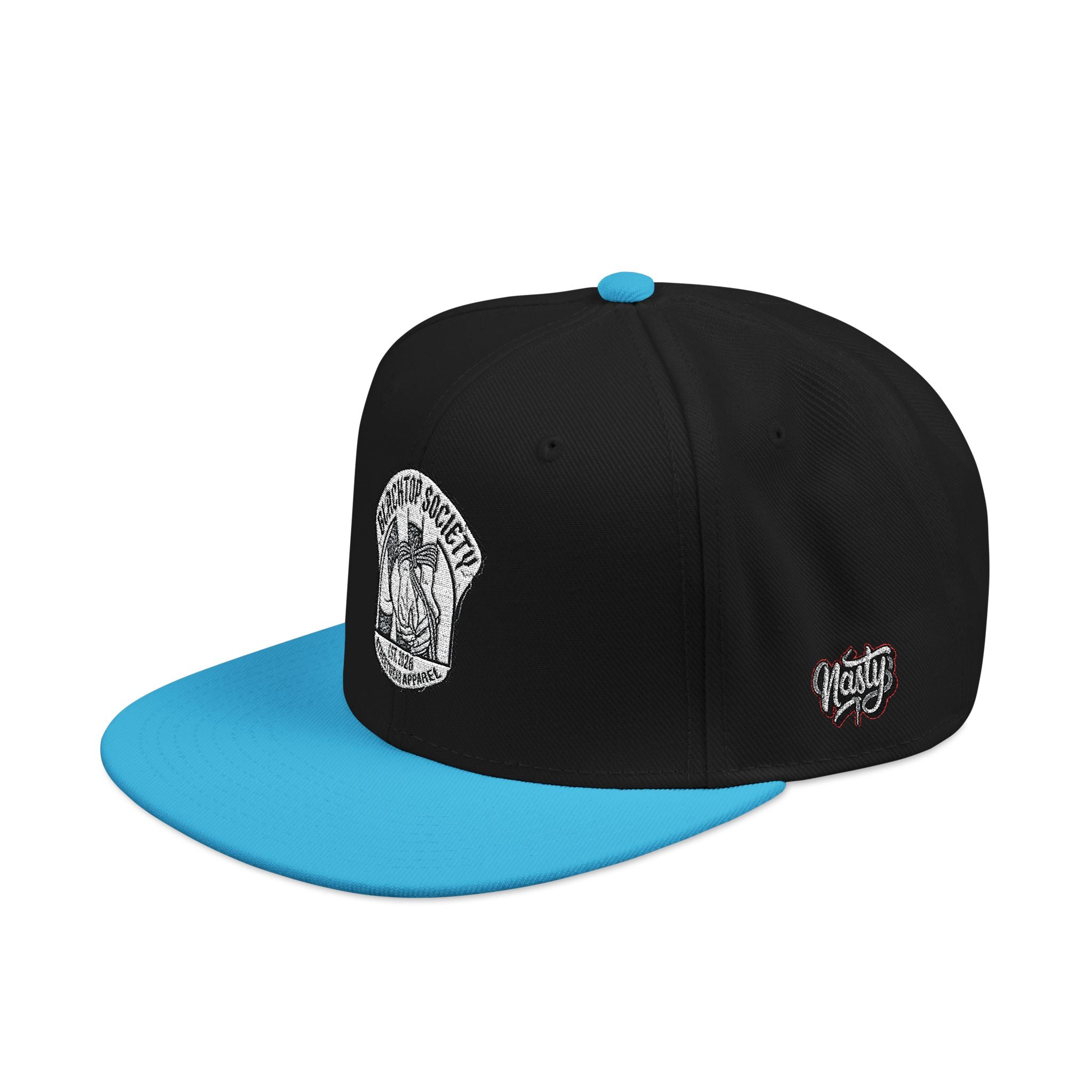 Embroidered Snapback Hat — Vintage Rebel Logo with USA Flag Patch