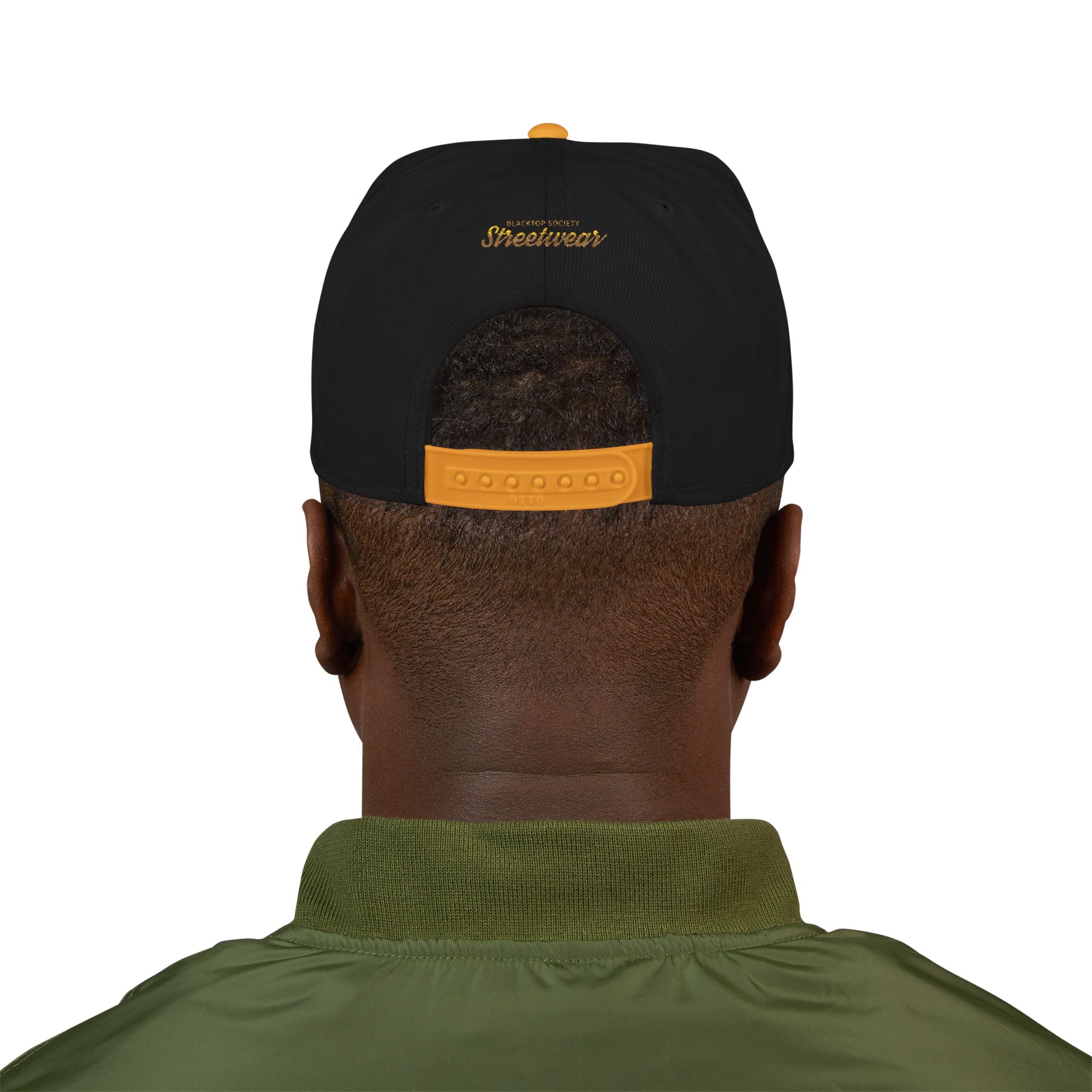 Embroidered Snapback Hat — Vintage Rebel Logo with USA Flag Patch