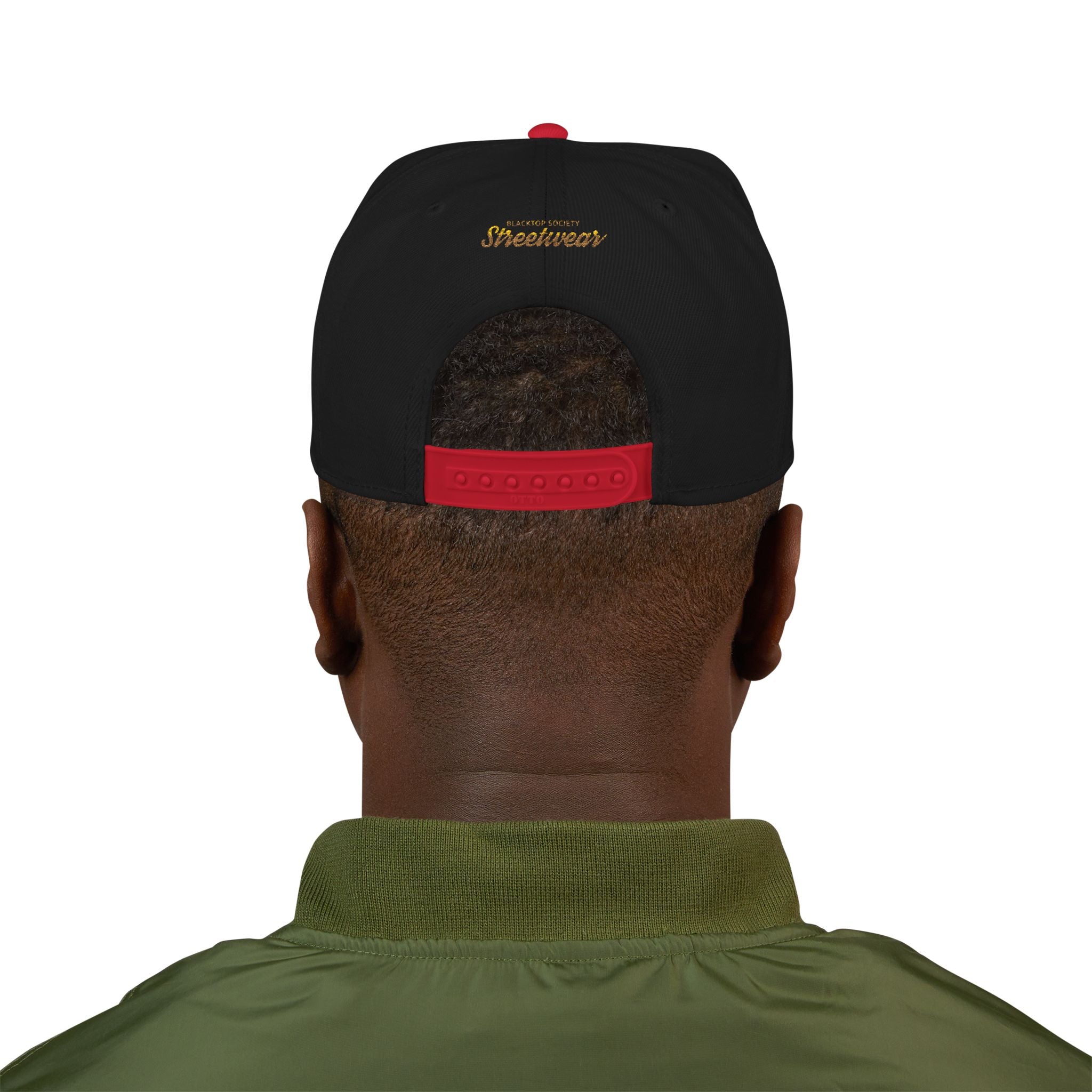 Embroidered Snapback Hat — Vintage Rebel Logo with USA Flag Patch