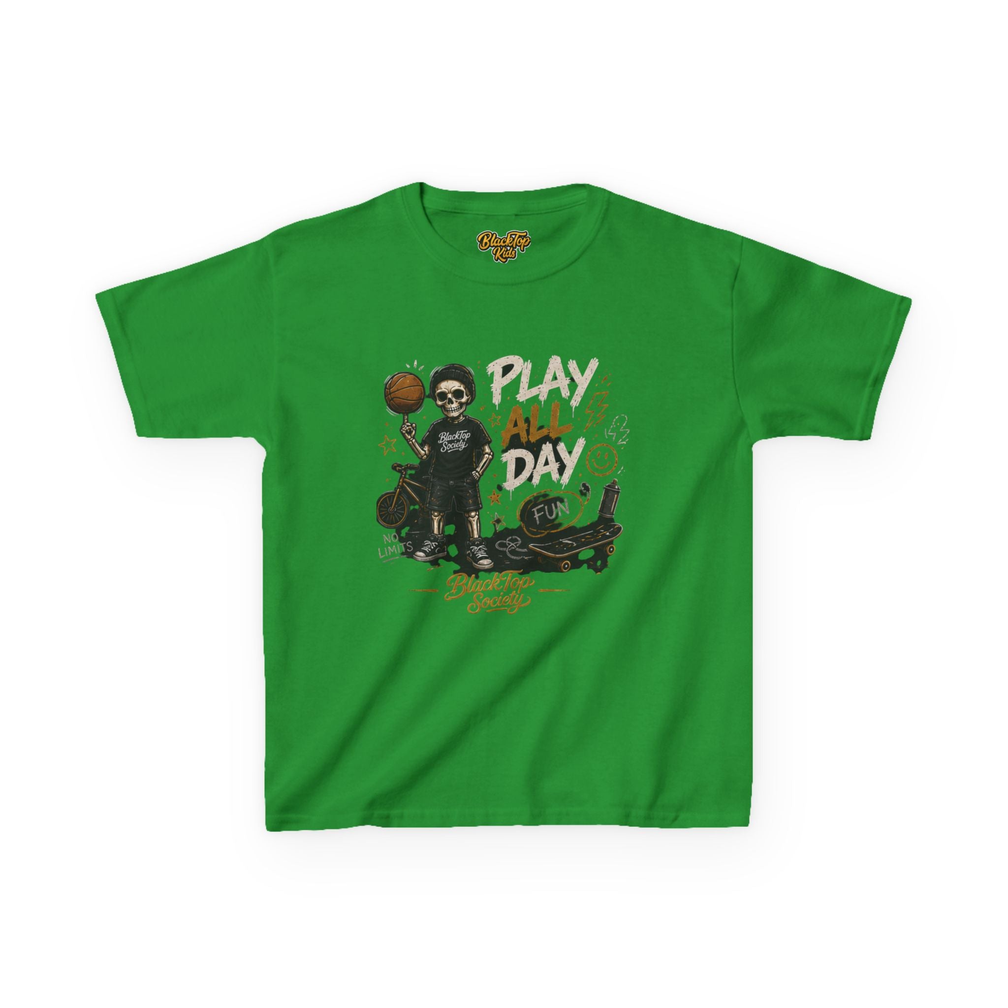 Play All Day basketball graphic kids tee — Blacktop Society