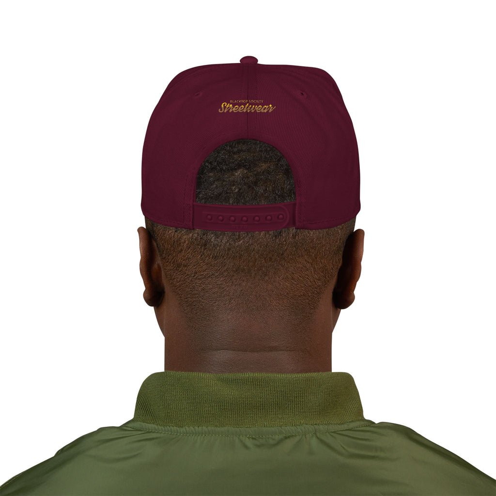 Embroidered Snapback Hat — Vintage Rebel Logo with USA Flag Patch