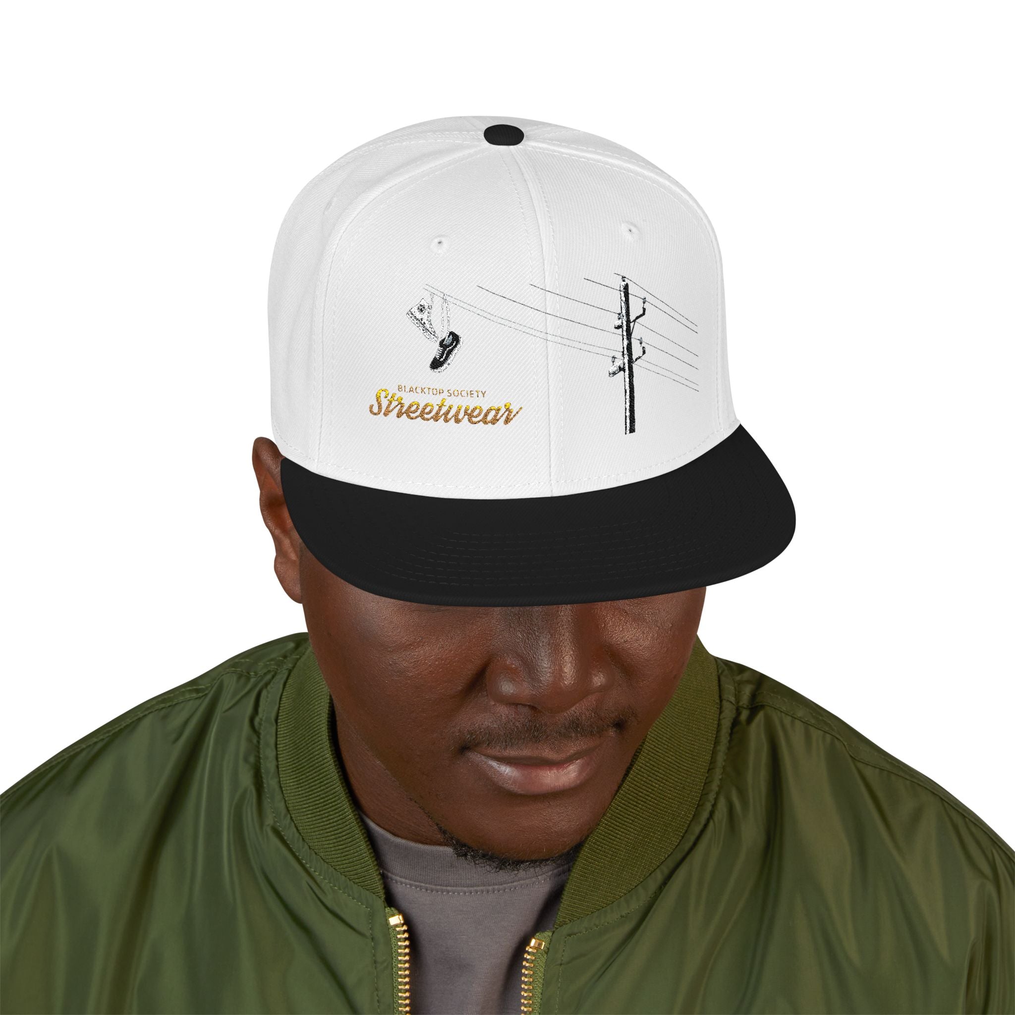 Embroidered American Flag Snapback Hat — Rose & Skull Streetwear Cap