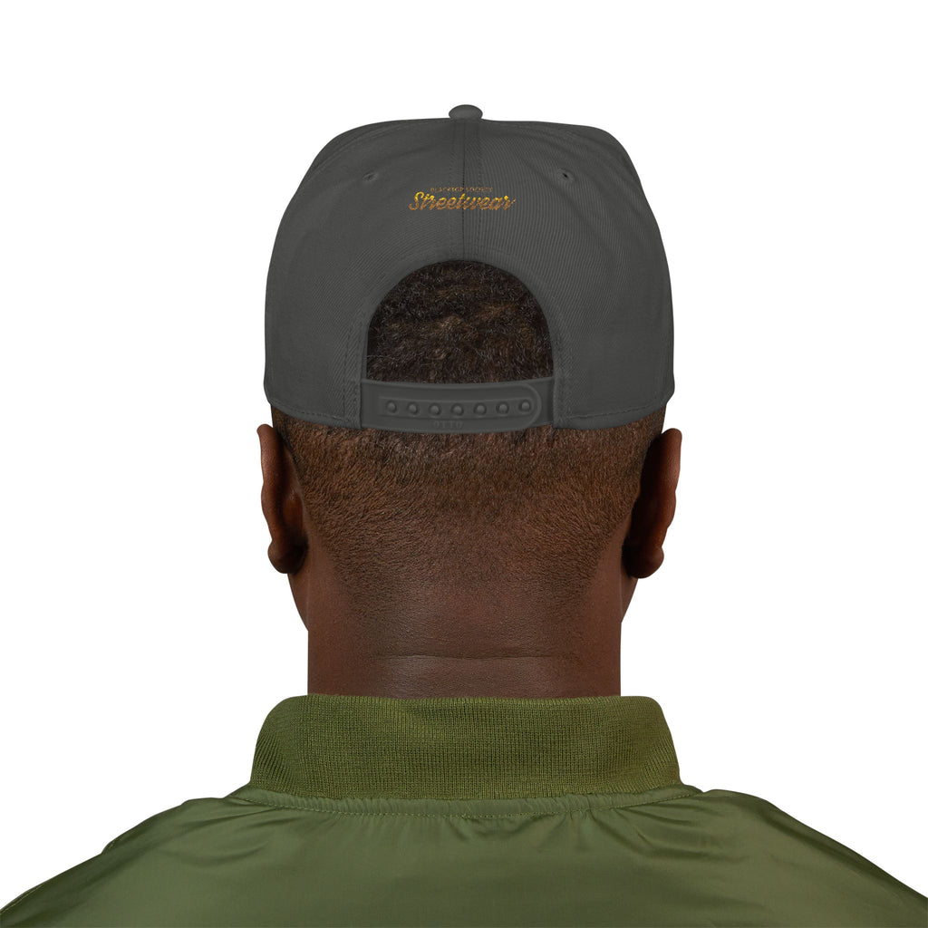 Embroidered Snapback Hat — Vintage Rebel Logo with USA Flag Patch
