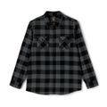 Blacktop Society plaid flannel shirt, retro moto club back graphic, view 4