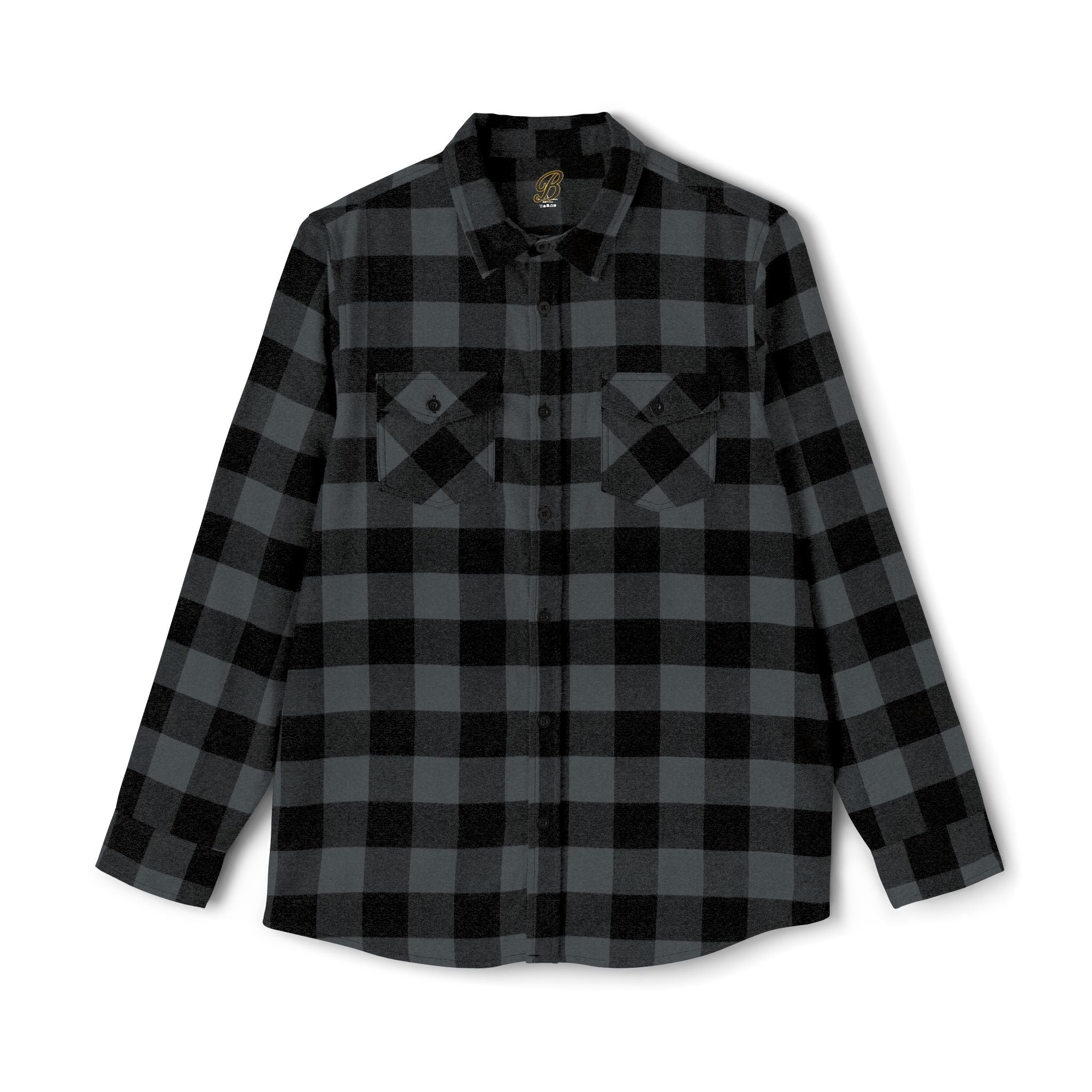 Blacktop Society plaid flannel shirt, retro moto club back graphic, view 4