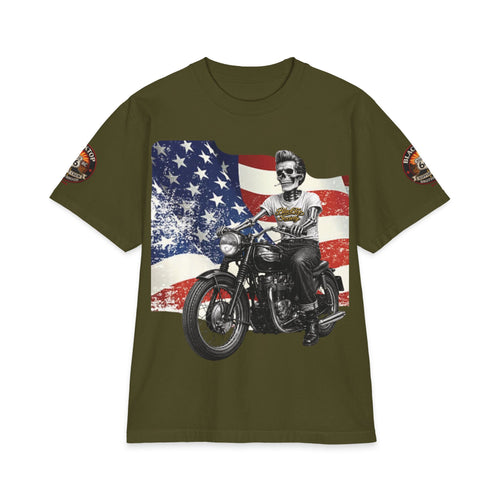 Patriotic skull rider biker tee with American flag — Blacktop Society