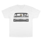White graphic tee with skeleton driving classic car, streetwear style