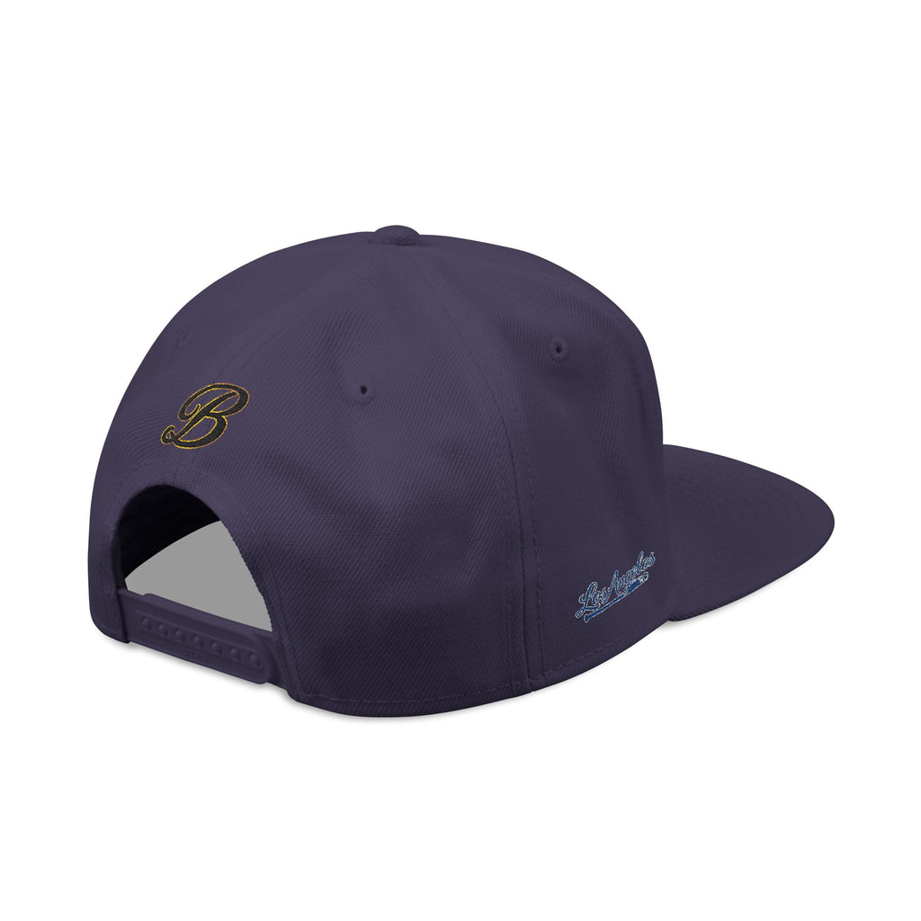 Blue Vibes embroidered snapback hat, black with cyan visor, Blacktop Society, view 6