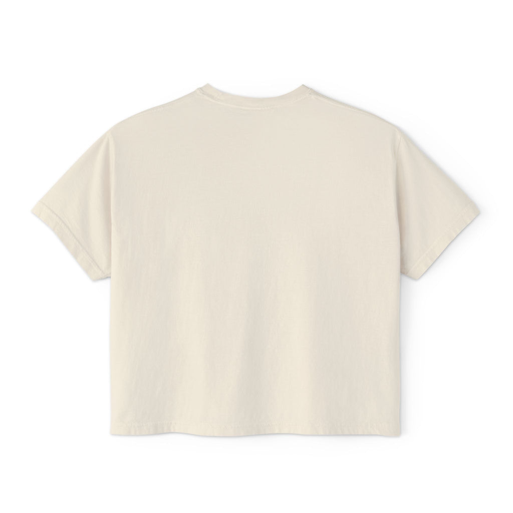 Cream oversized graphic tee, back view — streetwear style for urban culture